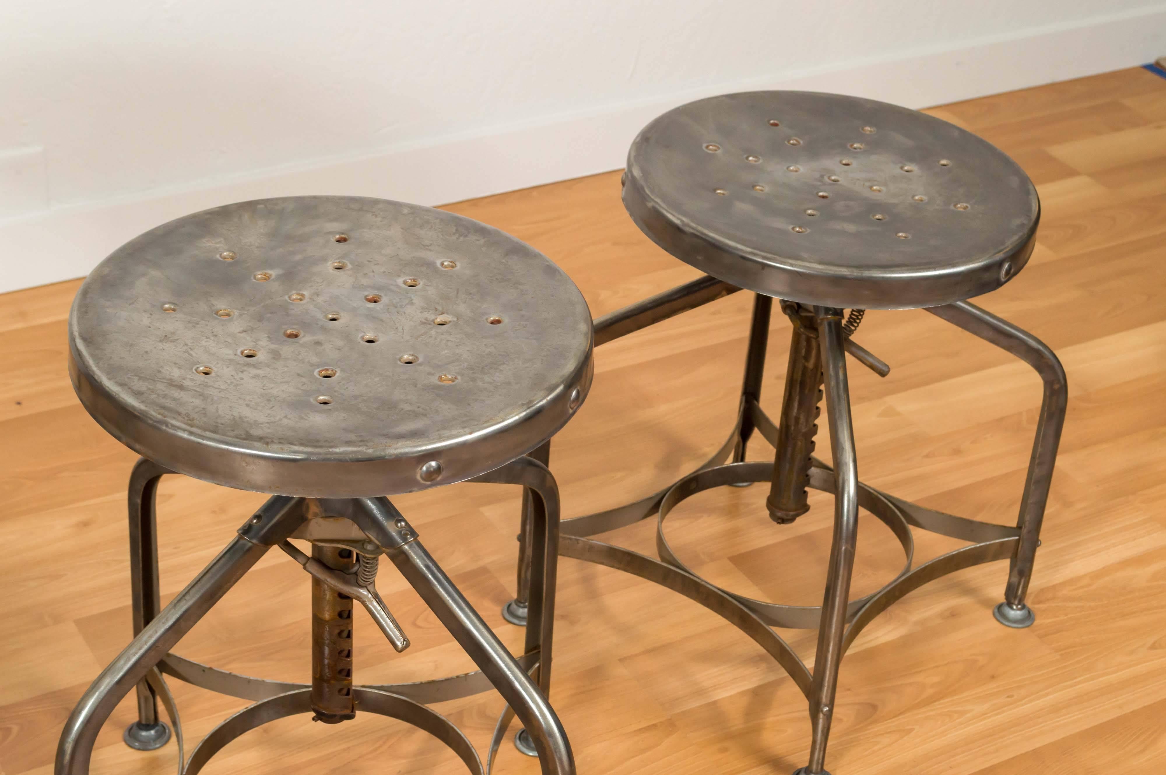 American Industrial Steel Swivel Stools by Clement Uhl for Toledo Metal Manufacturing Co