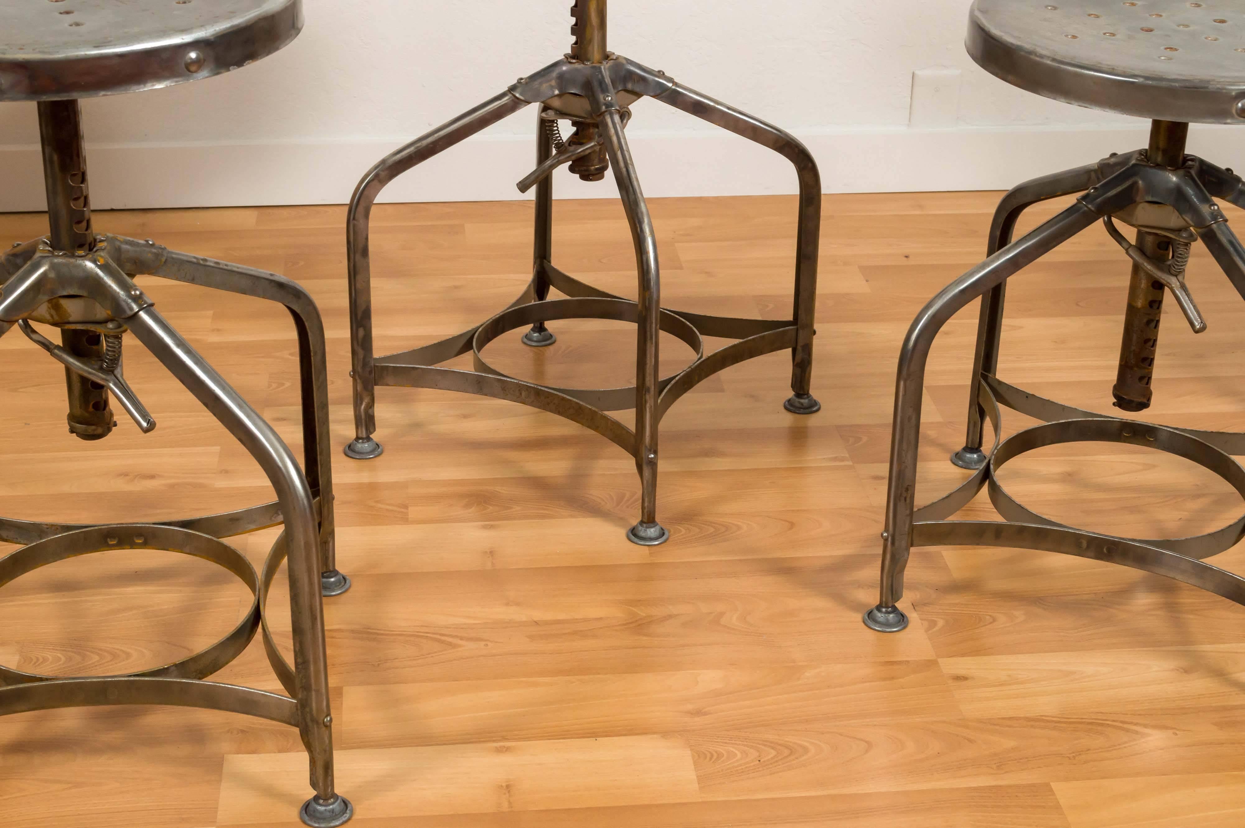 Industrial Steel Swivel Stools by Clement Uhl for Toledo Metal Manufacturing Co 1