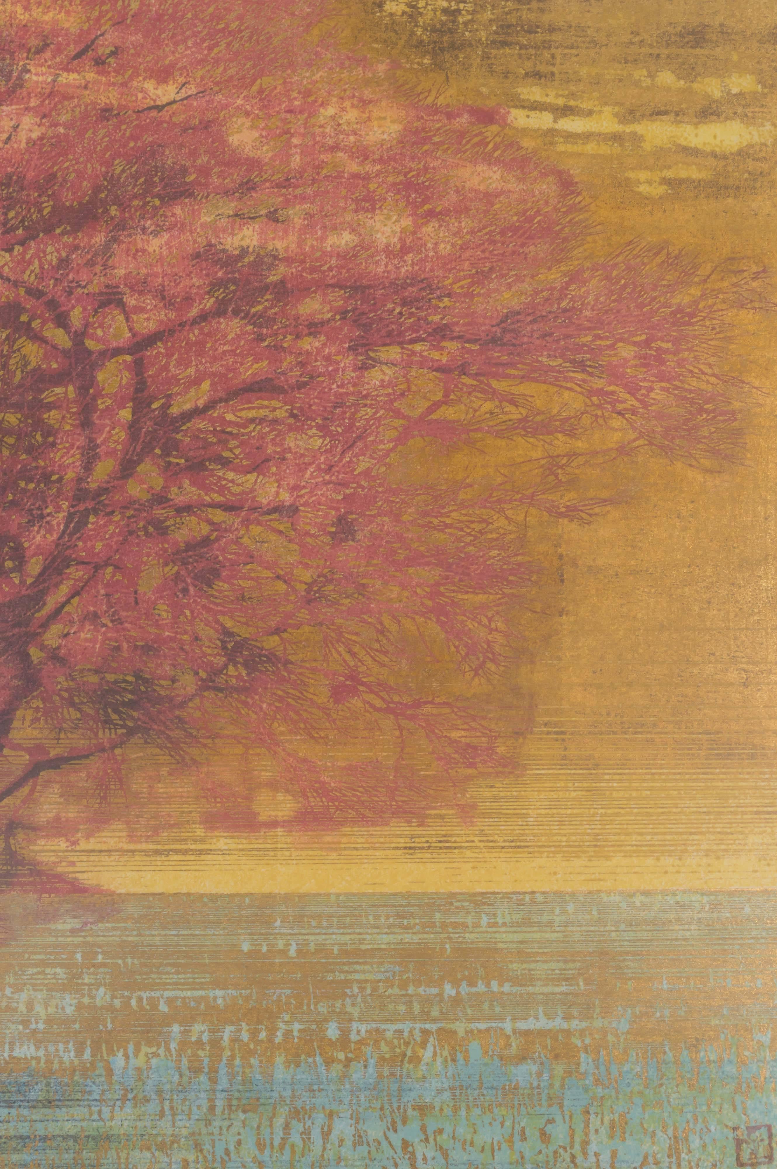 Joichi Hoshi “Veldt (B)” Monumental Framed Woodblock Print In Good Condition In San Francisco, CA