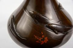 19 th Meiji Bronze Vase with Koï Fish