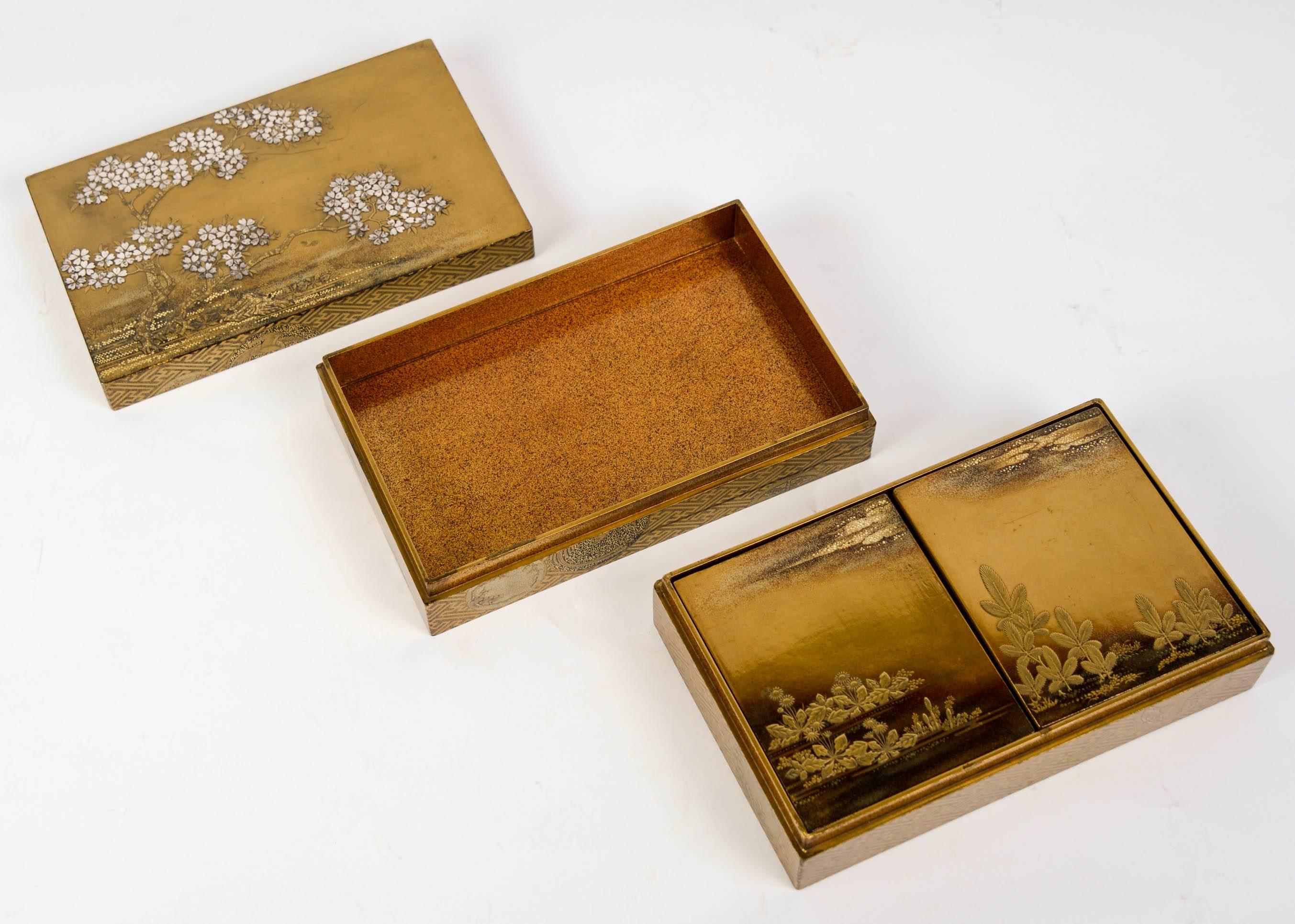 Early 19th Century Edo Gold Japanese Lacquer Kobako Box