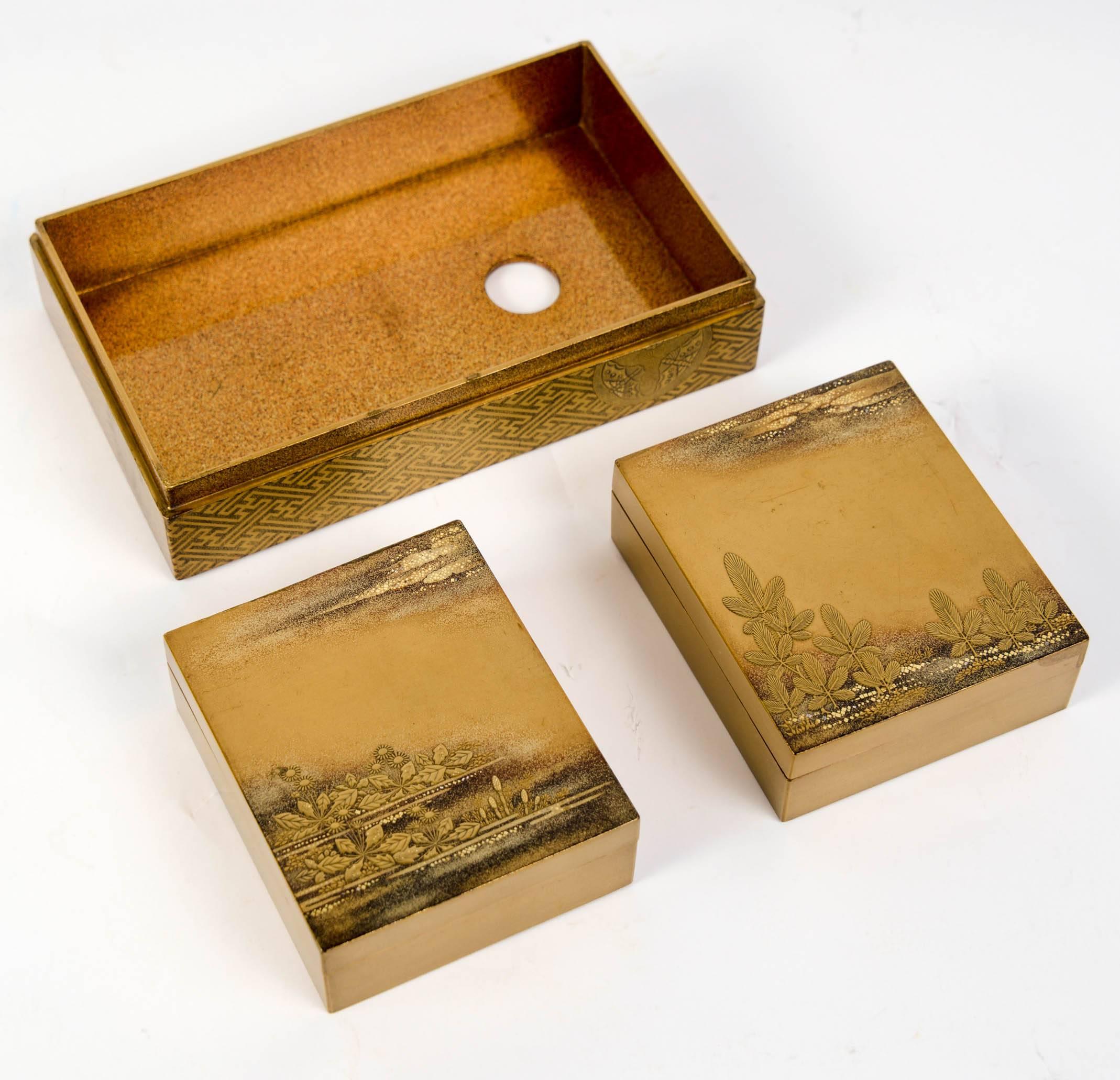 Edo Gold Japanese Lacquer Kobako Box 1