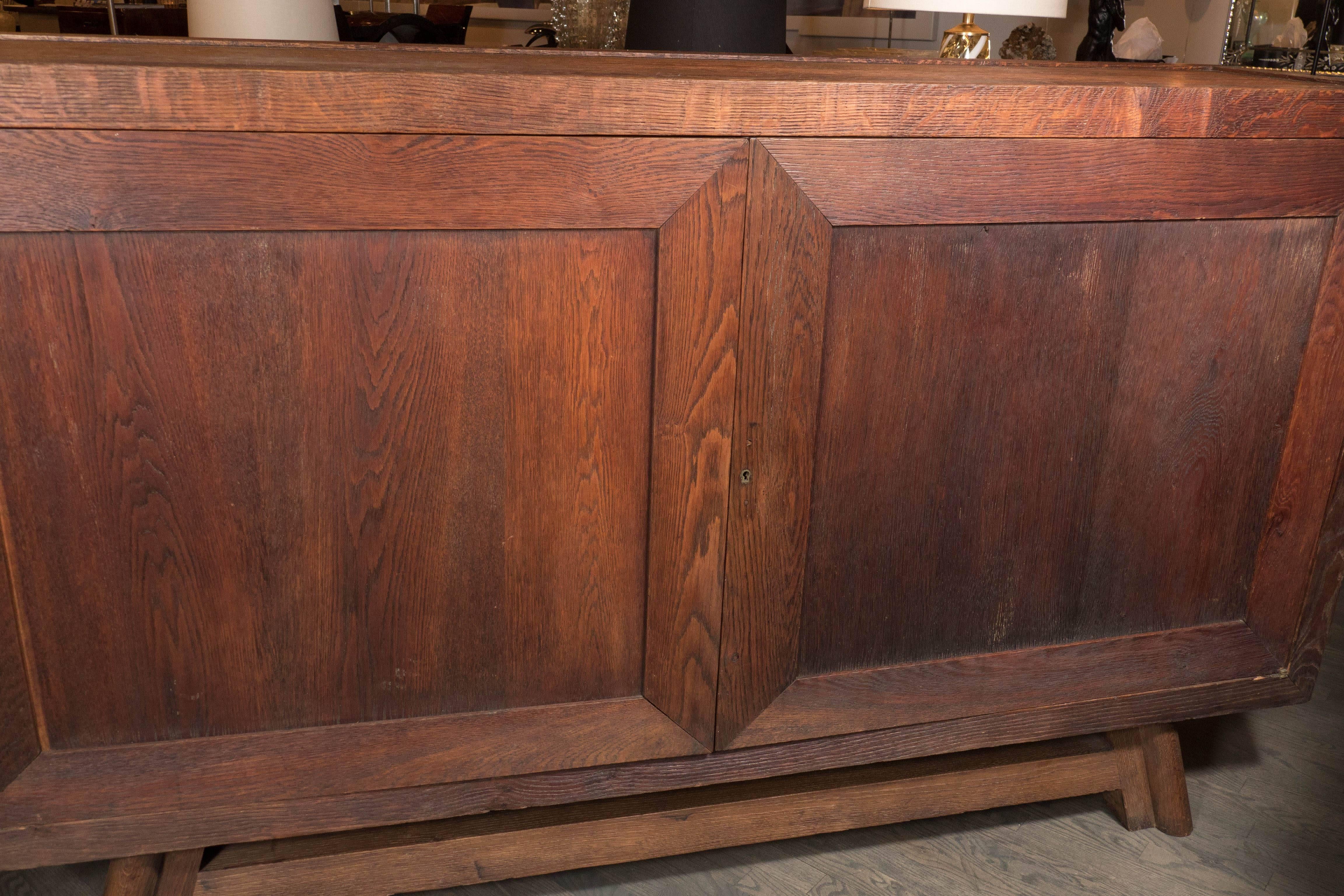 Custom Art Deco Sideboard in Open Grain Oak by Jean Dunand In Excellent Condition In New York, NY
