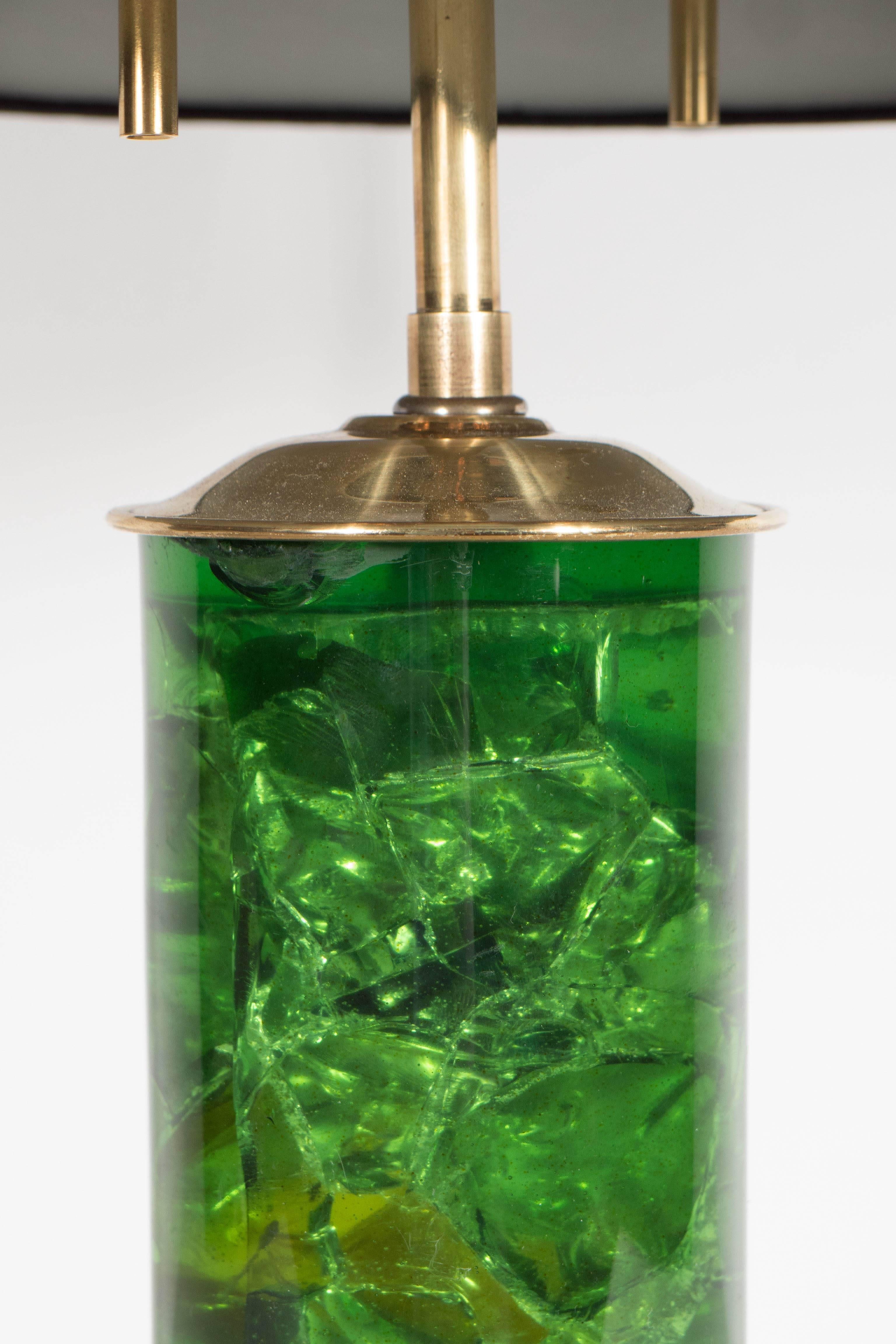 Late 20th Century Mid-Century Modernist Emerald Resin Table Lamp by Marie-Claude de Fouquieres