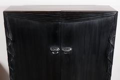 1940s Hollywood Draped Design Ebonized Walnut Narrow Cabinet by Grosfeld House