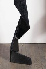 Mid-Century New Hope School Geometric Walnut Floor Lamp in Silver Ceruse