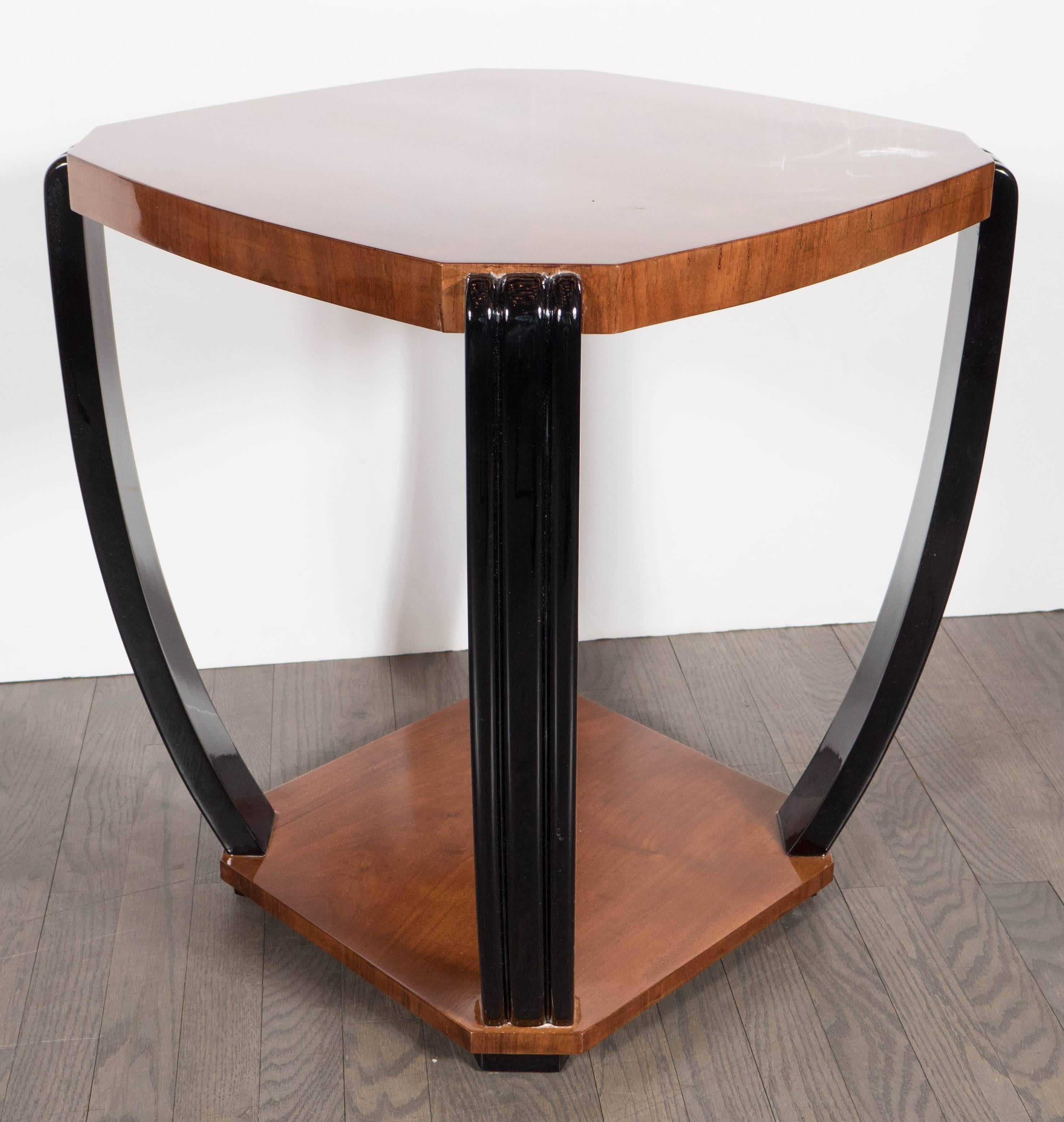 Art Deco Machine Age Streamlined Bookmatched Burled Walnut Occasional Table 2