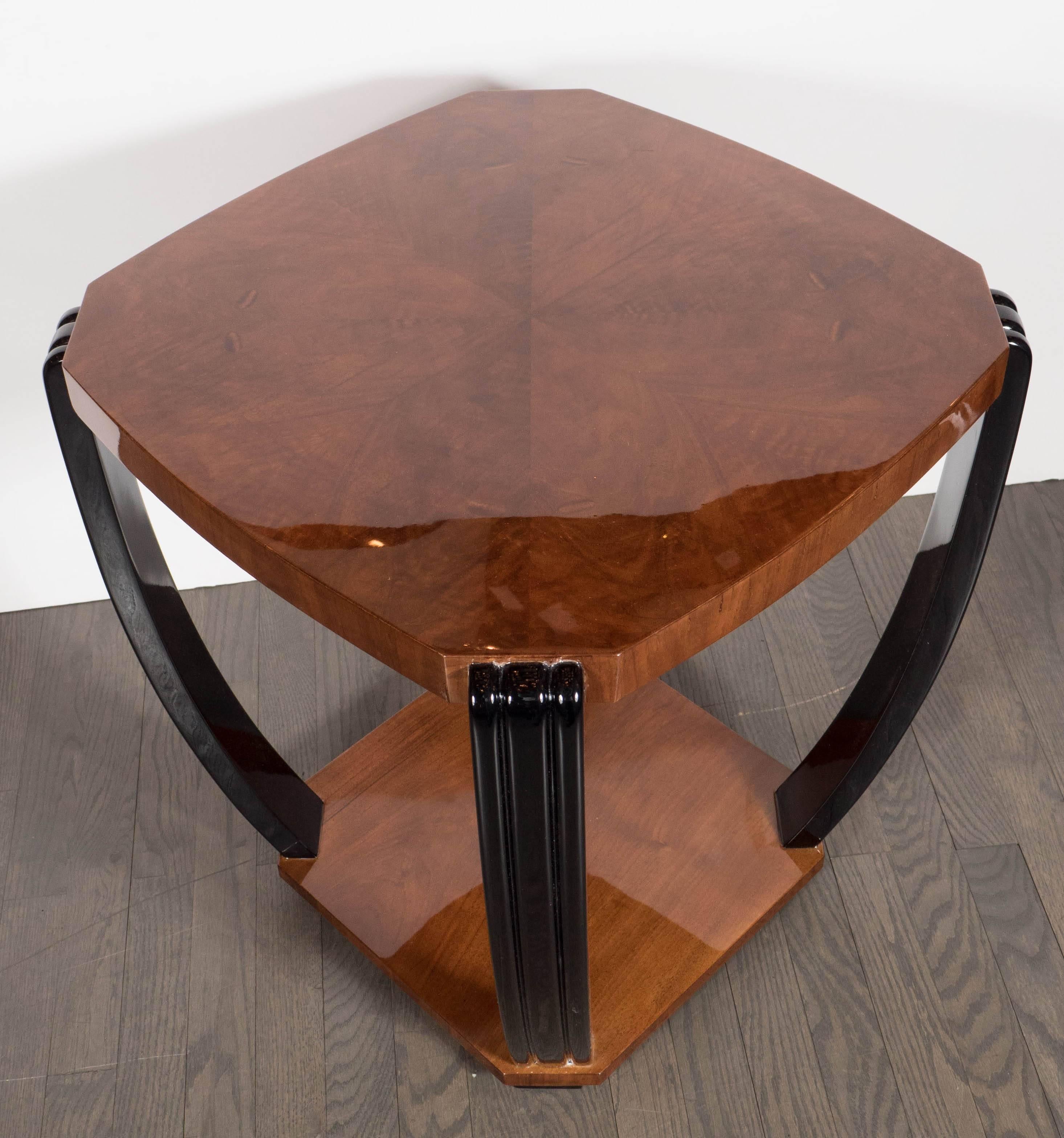 Art Deco Machine Age Streamlined Bookmatched Burled Walnut Occasional Table 4