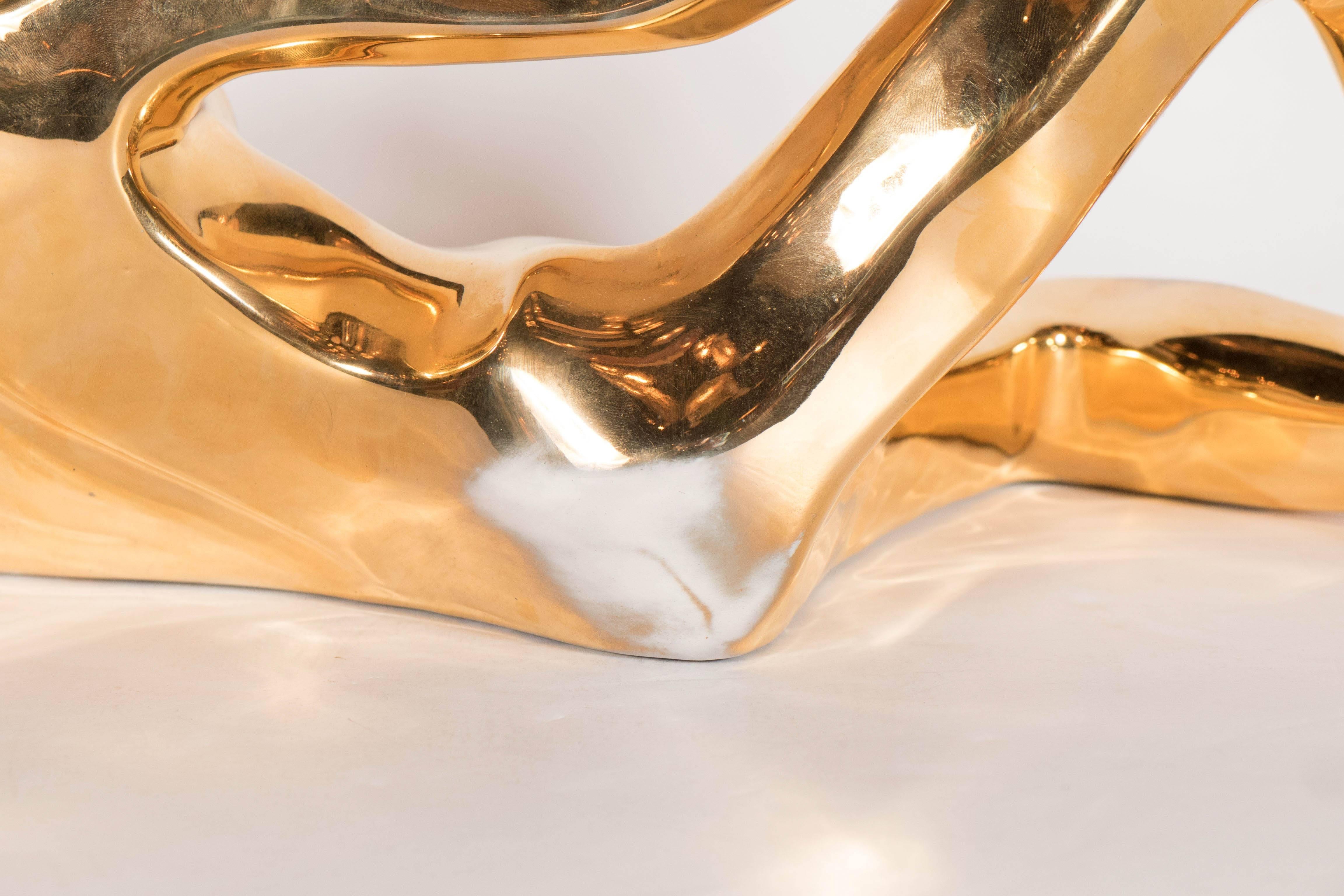 Gold Plate Mid-Century Modernist 24-Karat Gold-Plate Sculpture of a Woman in Repose by Jaru