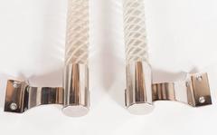 Hervorragendes Paar Türgriffe aus mundgeblasenem Muranoglas und Nickel von Venini