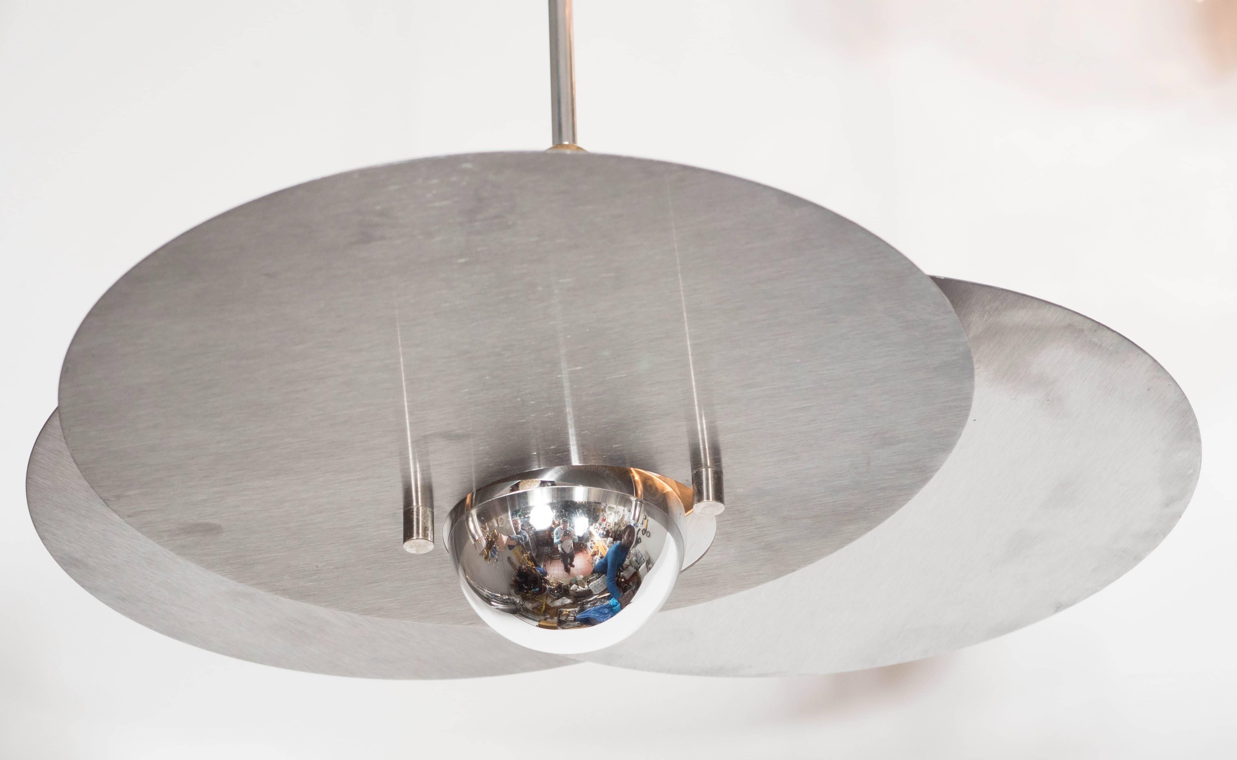 Sculptural Bauhaus Style Mid-Century Modernist Chandelier by Rene Herbst In Excellent Condition For Sale In New York, NY