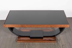 Streamlined Art Deco Machine Age Cocktail Table in Walnut & Black Lacquer