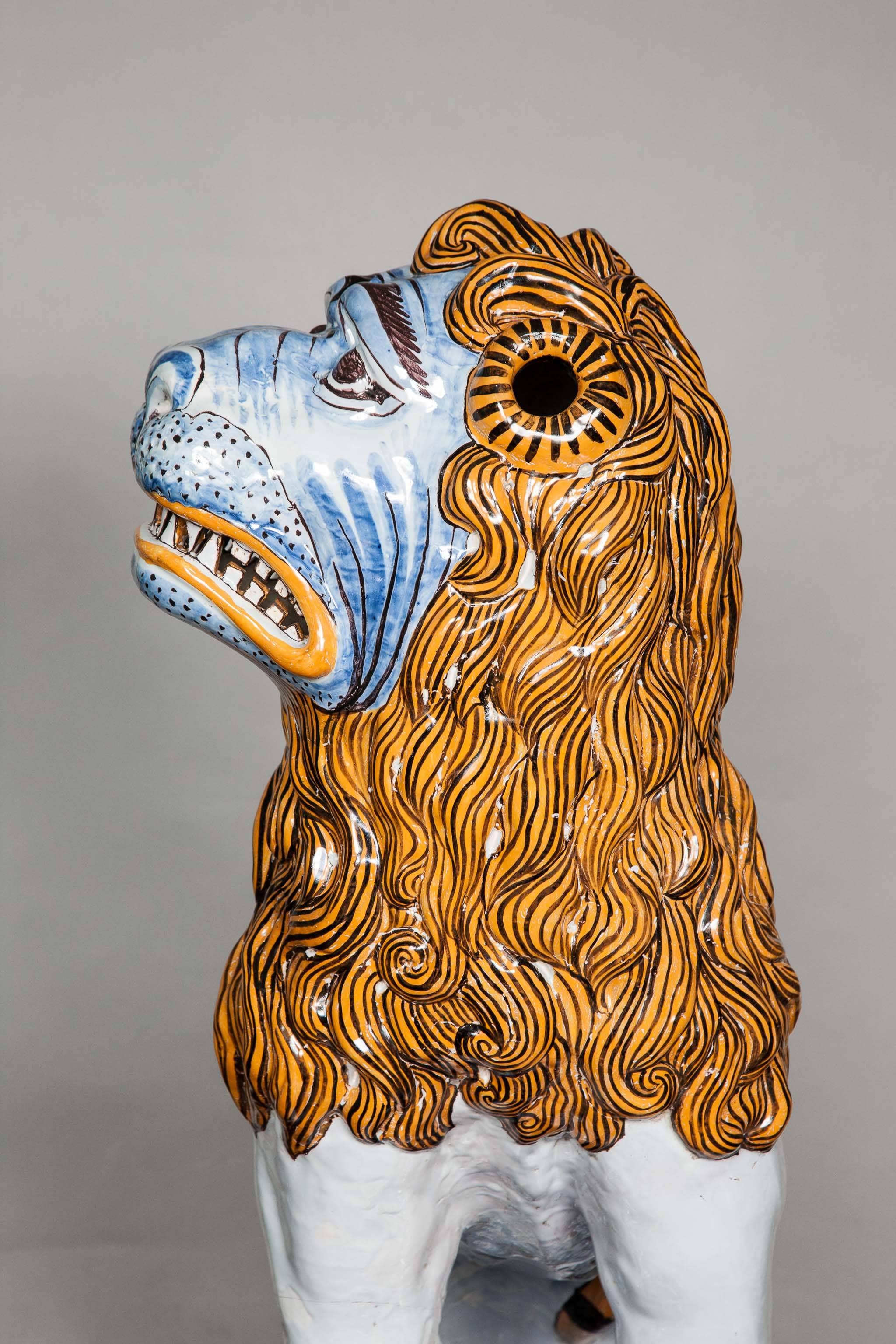 Large 19th Century French Faience Model of a Lion, Rouen, circa 1860 For Sale 2