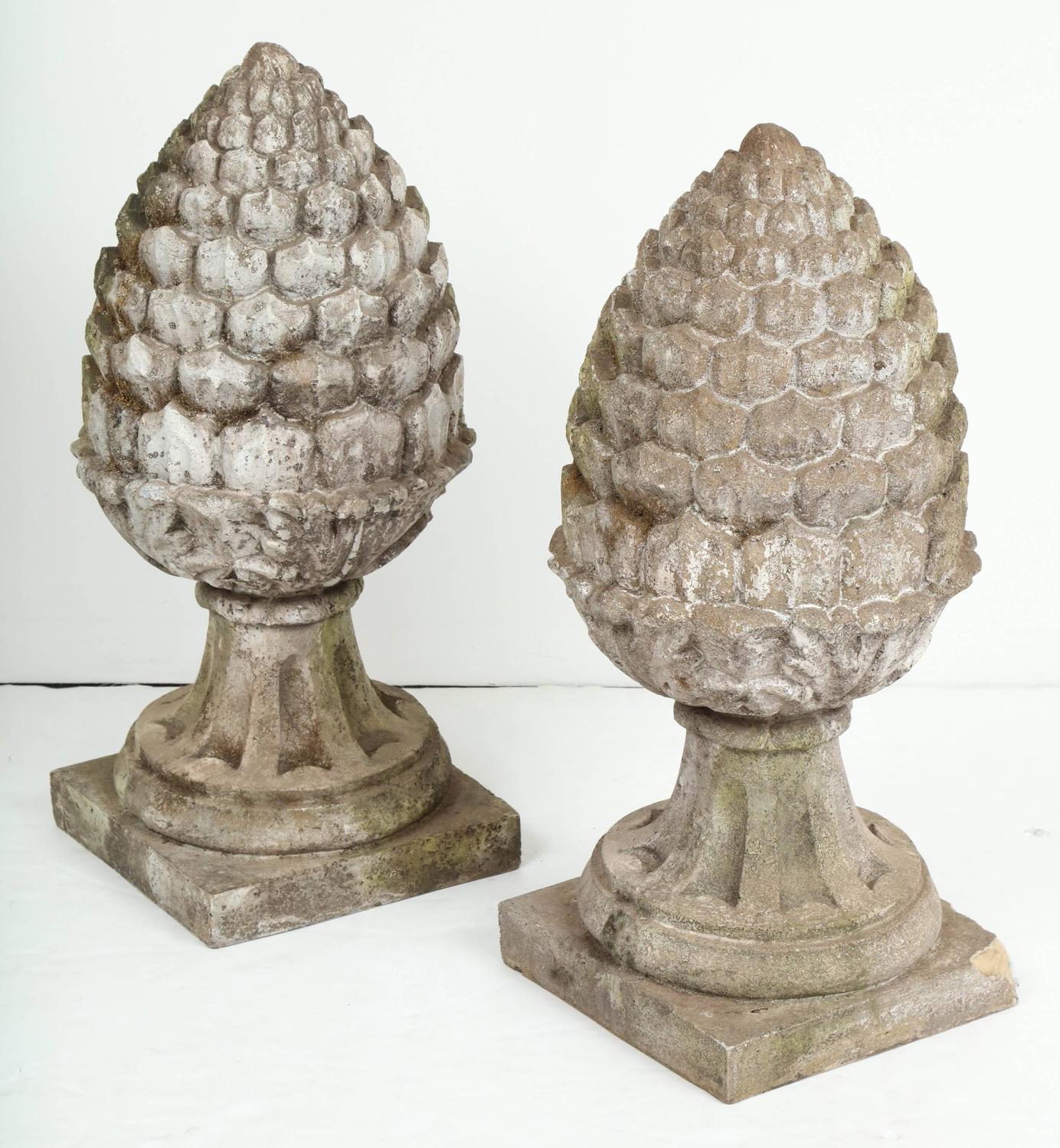 Pair of Fiberglass Pine Cone Finials For Sale at 1stdibs