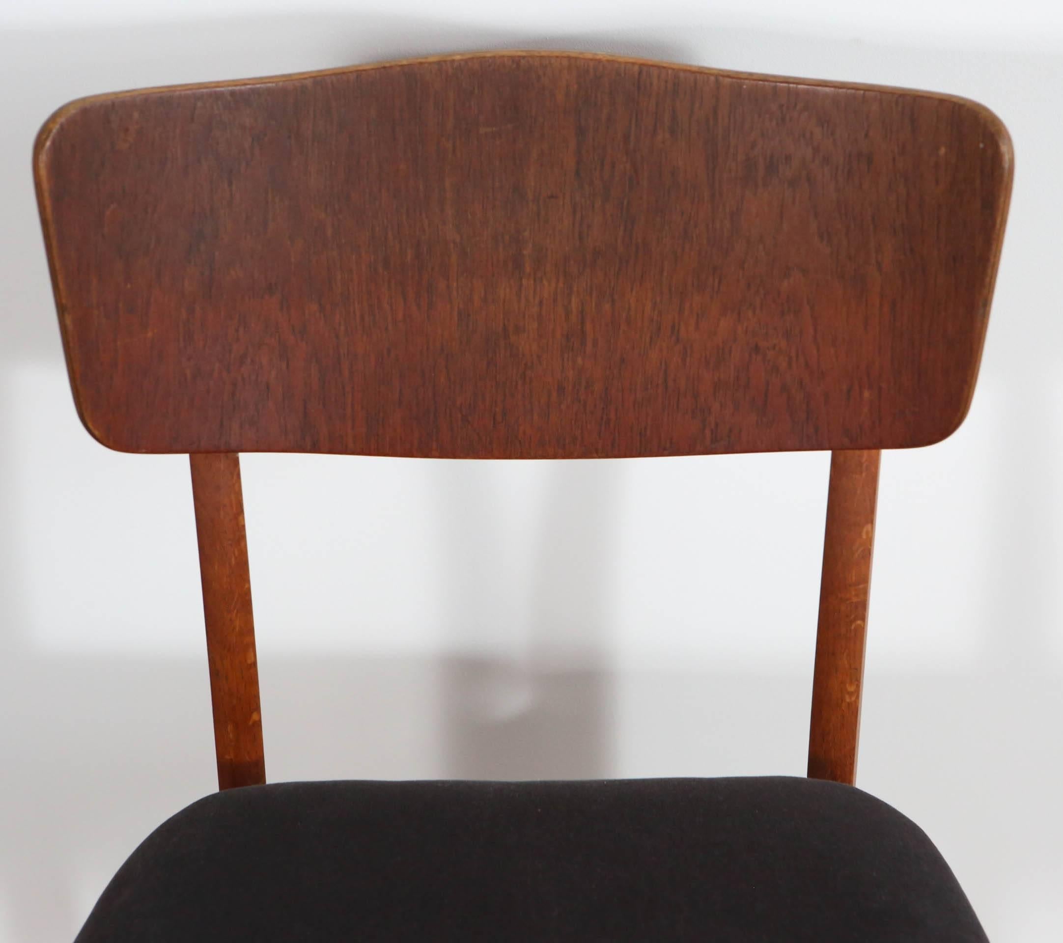 Mid-Century Modern Mid-Century Teak Framed Dining Chairs with Velvet Seat Cushion