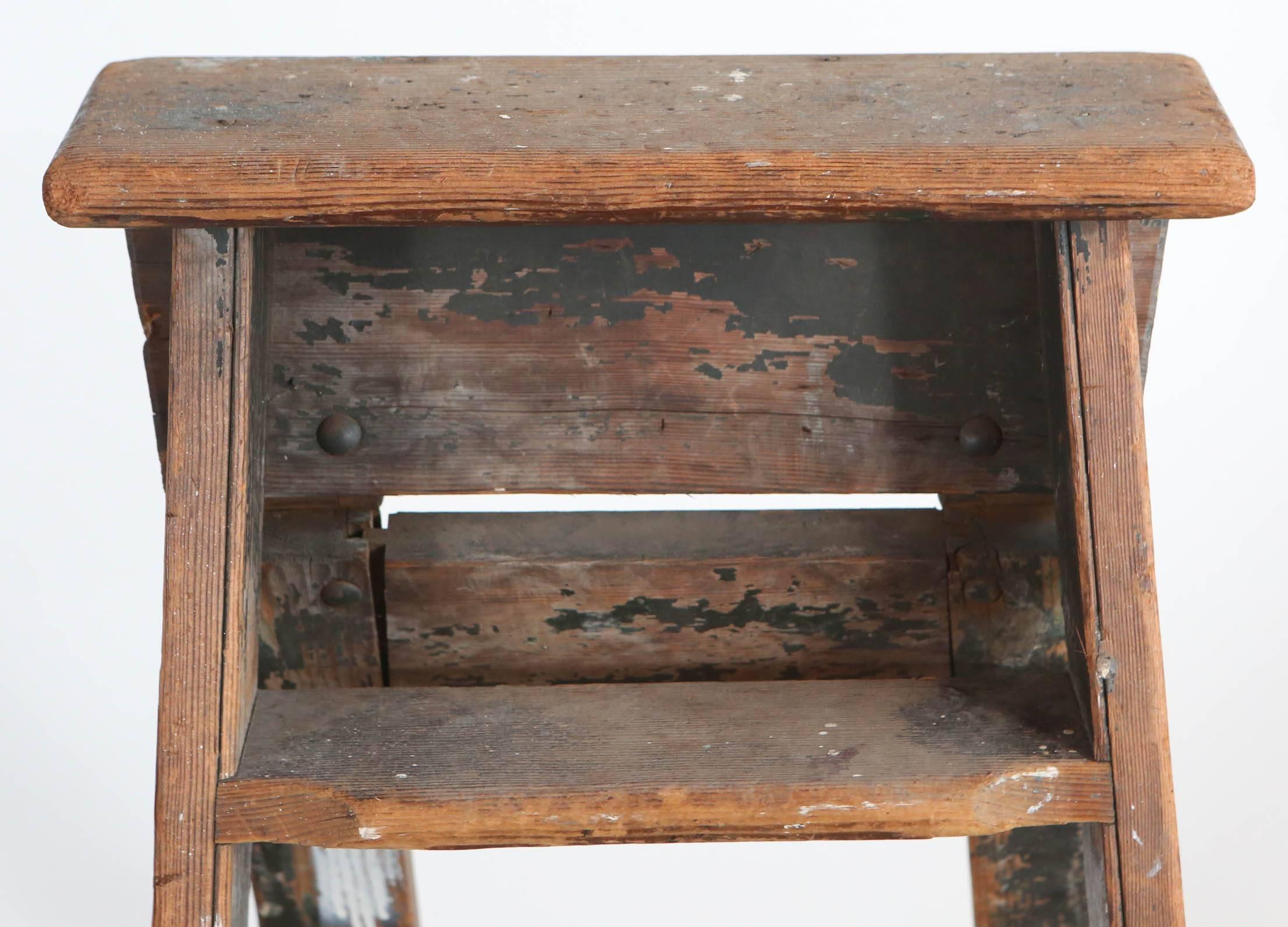 19th Century Rustic Five-Step Wooden Ladder