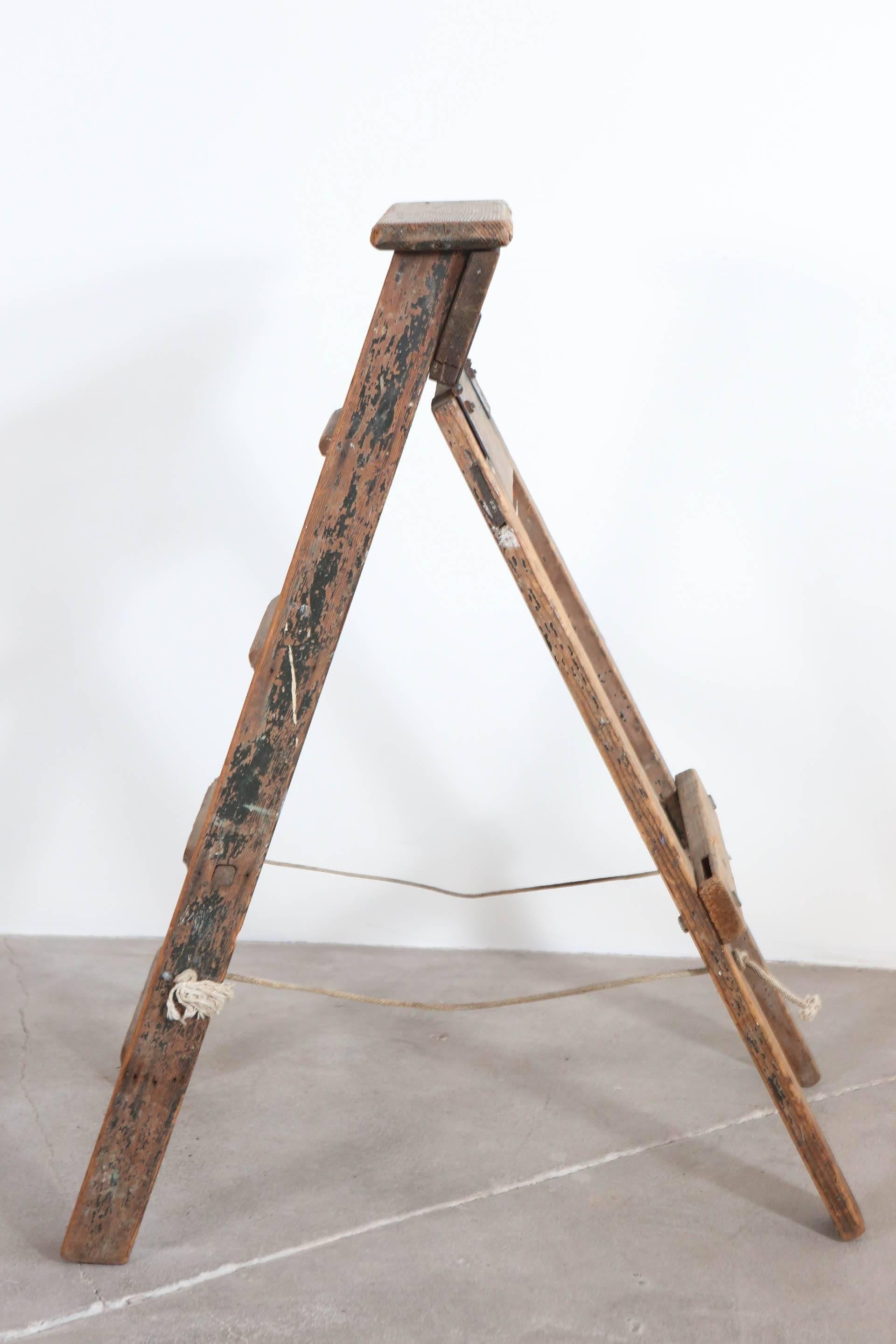Rustic Five-Step Wooden Ladder 1