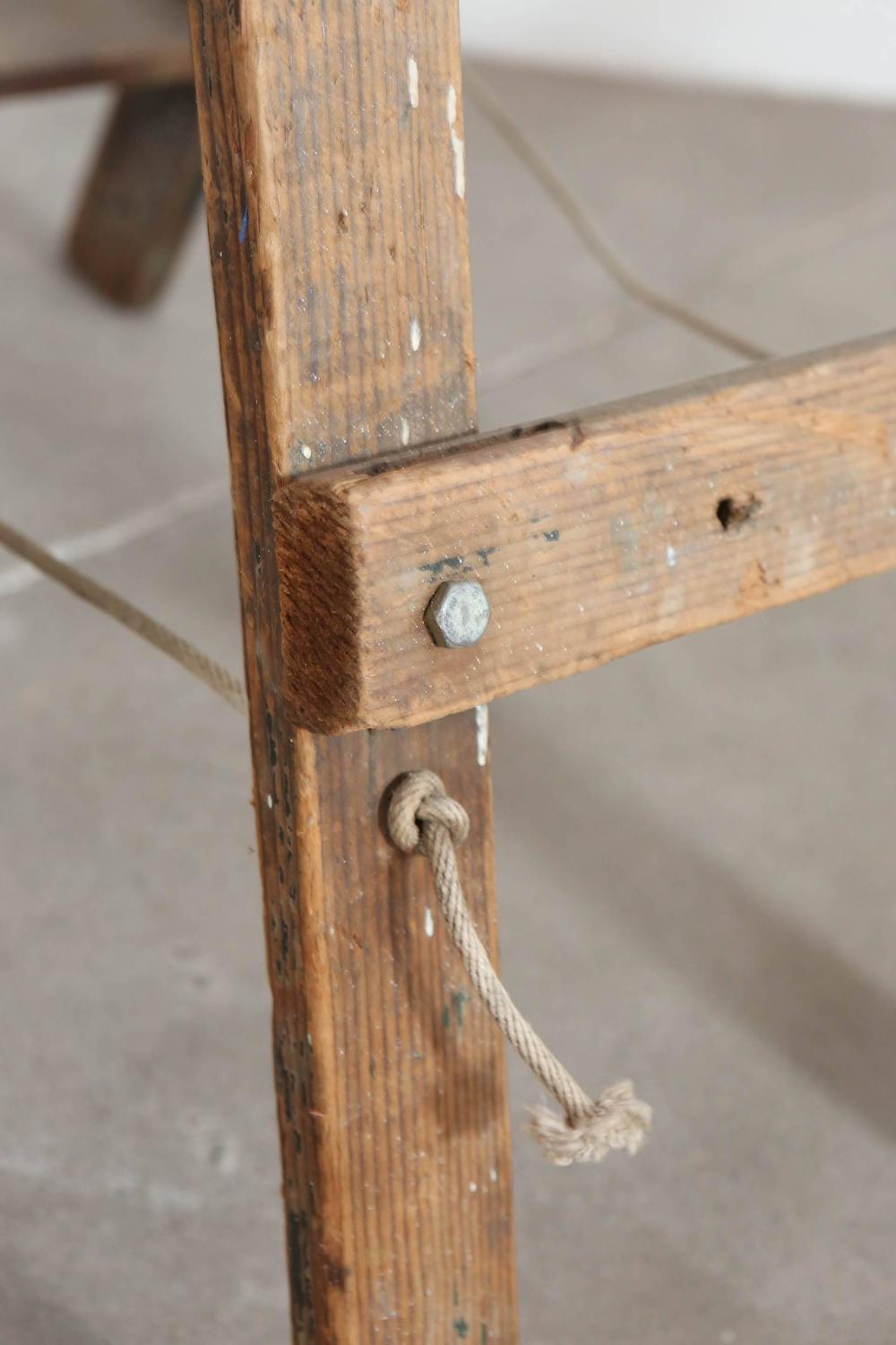 Rustic Five Step Wooden Ladder For Sale at 1stdibs