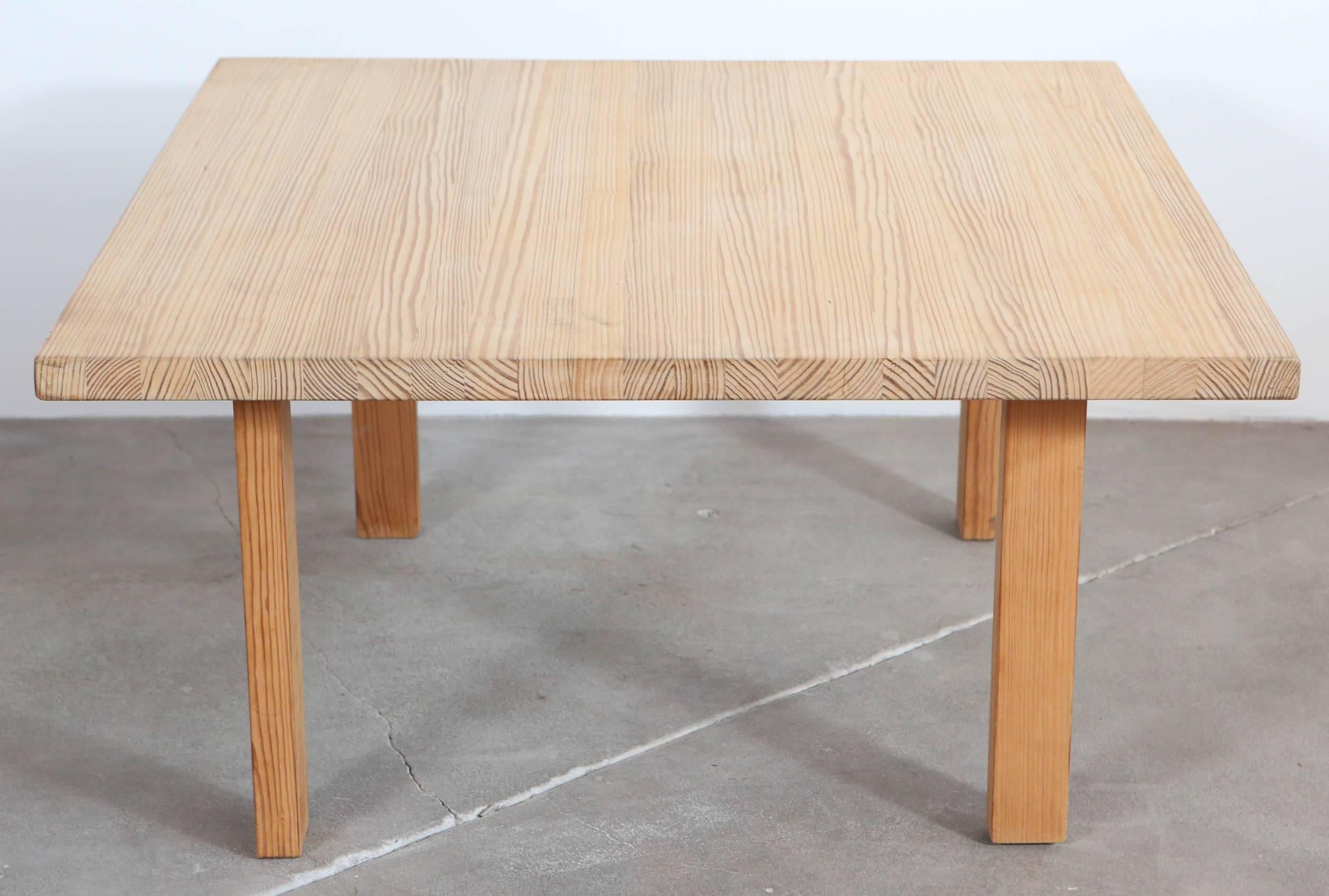Tall square pine coffee table.