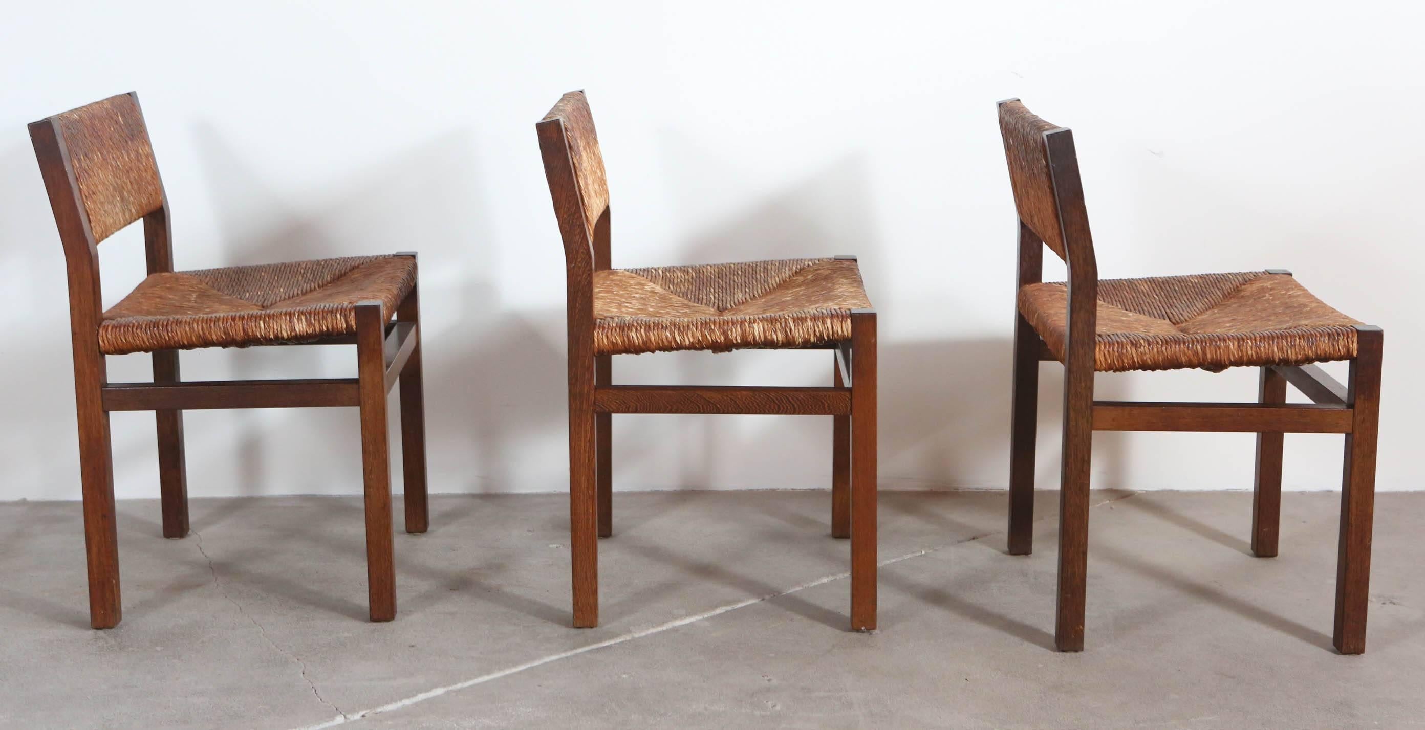 Unknown Set of Two Rush Dining Chairs
