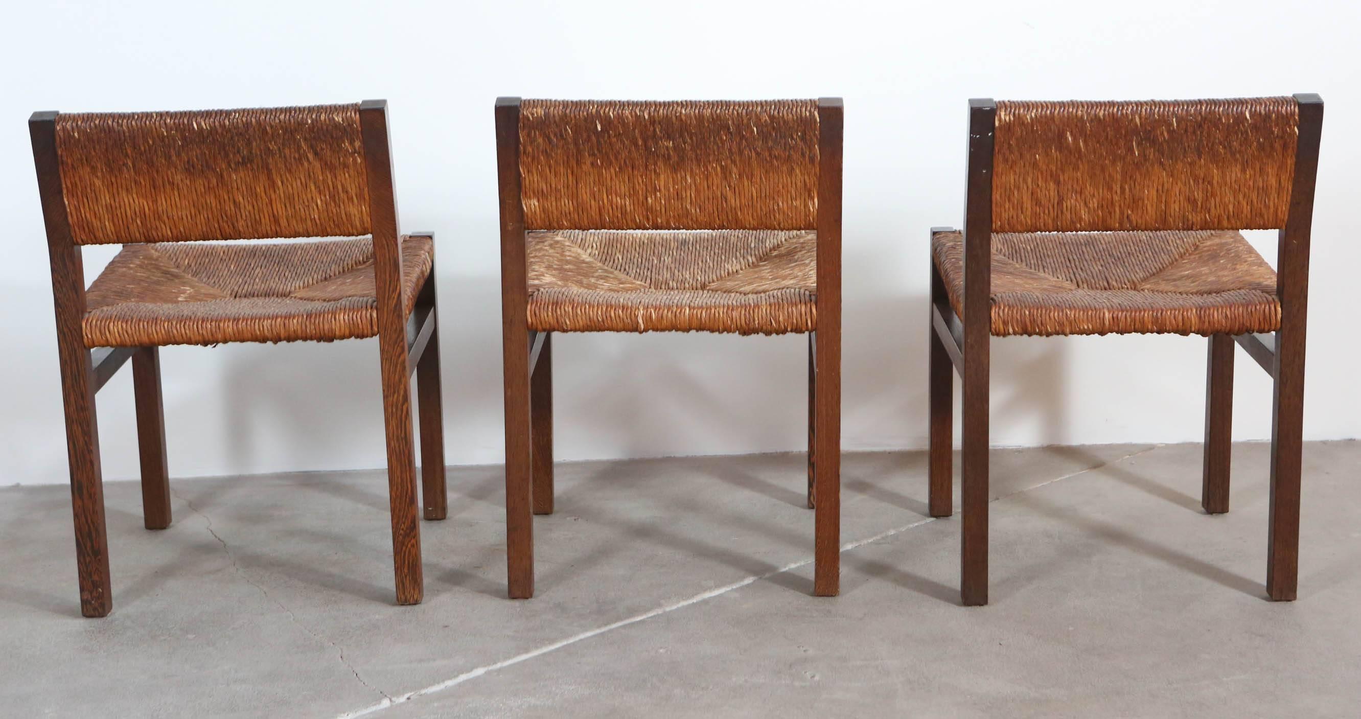 Set of Two Rush Dining Chairs In Distressed Condition In Los Angeles, CA