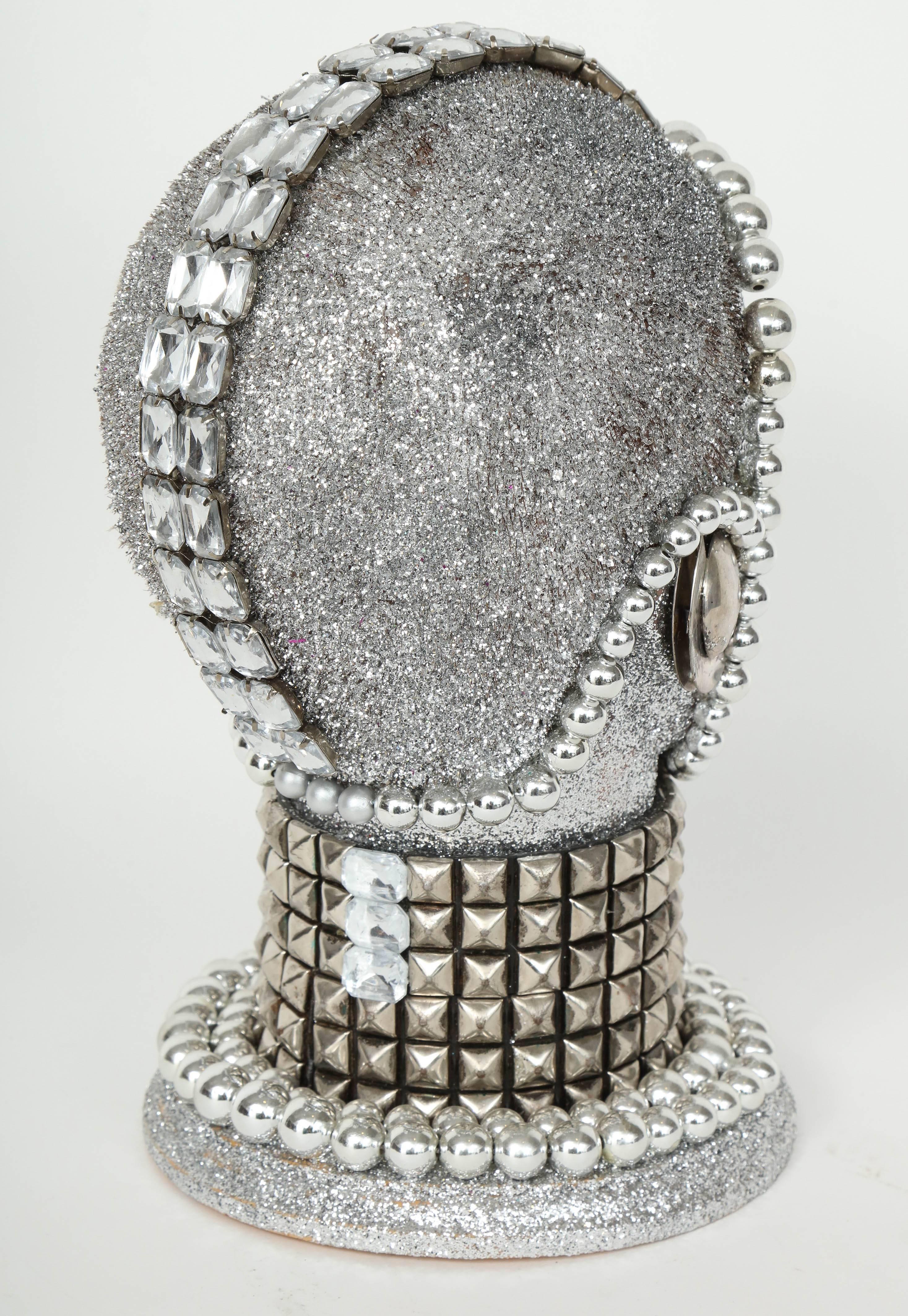 Silver Metallic Android Bust by W. Beaupre In Excellent Condition For Sale In New York, NY