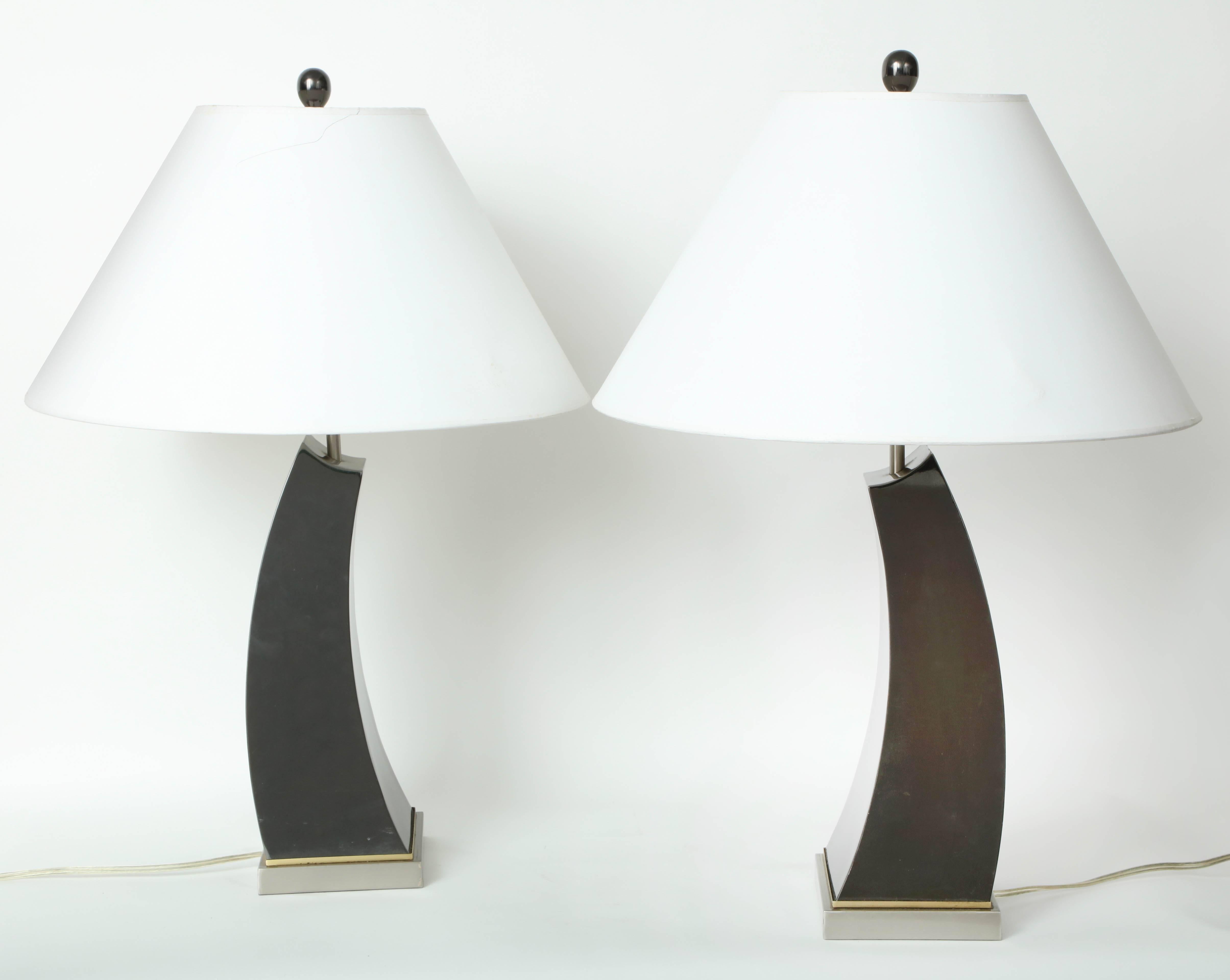 Pair of 20th Century Patinated Metal Lamps 3