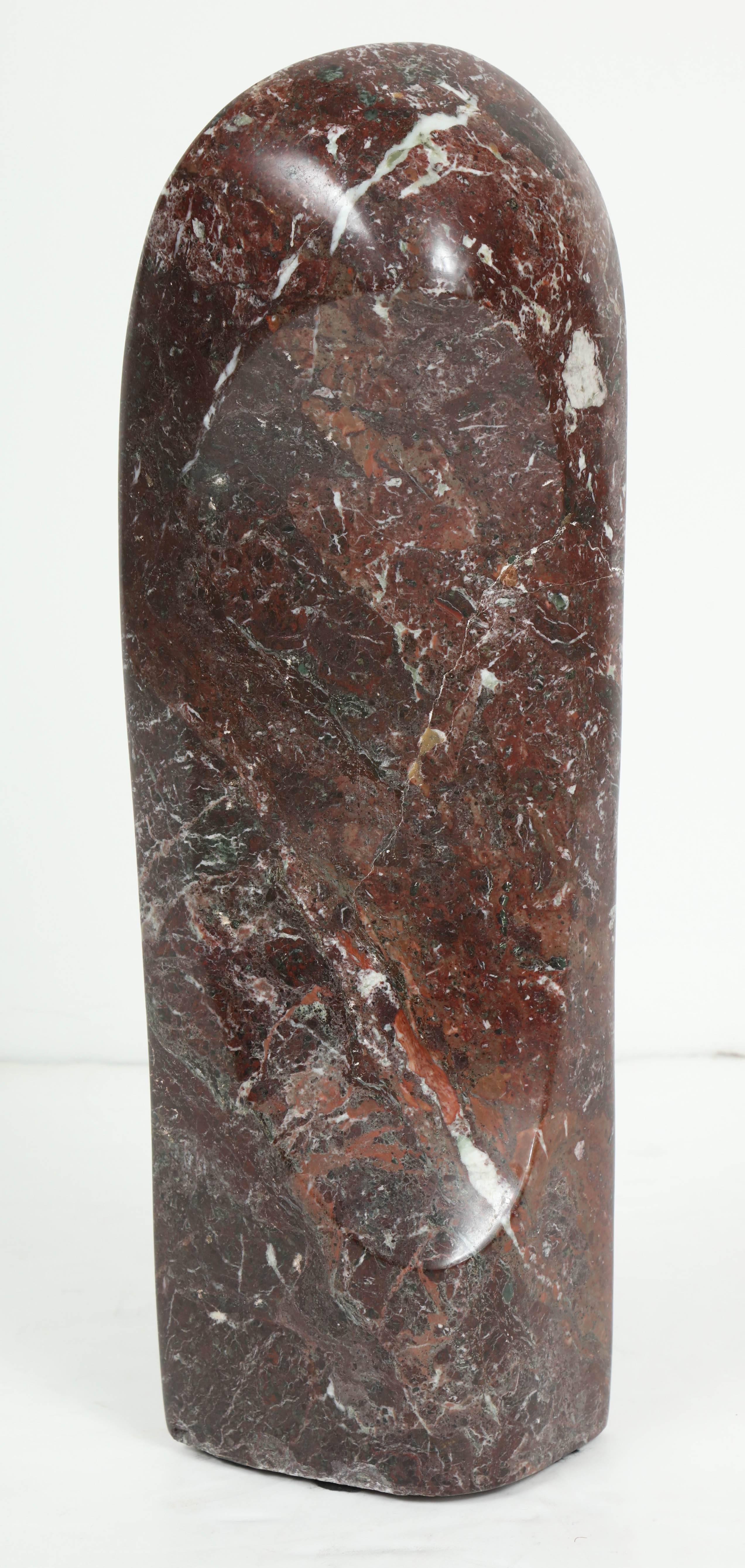 Dark red variegated marble sculpture, circa 1960.