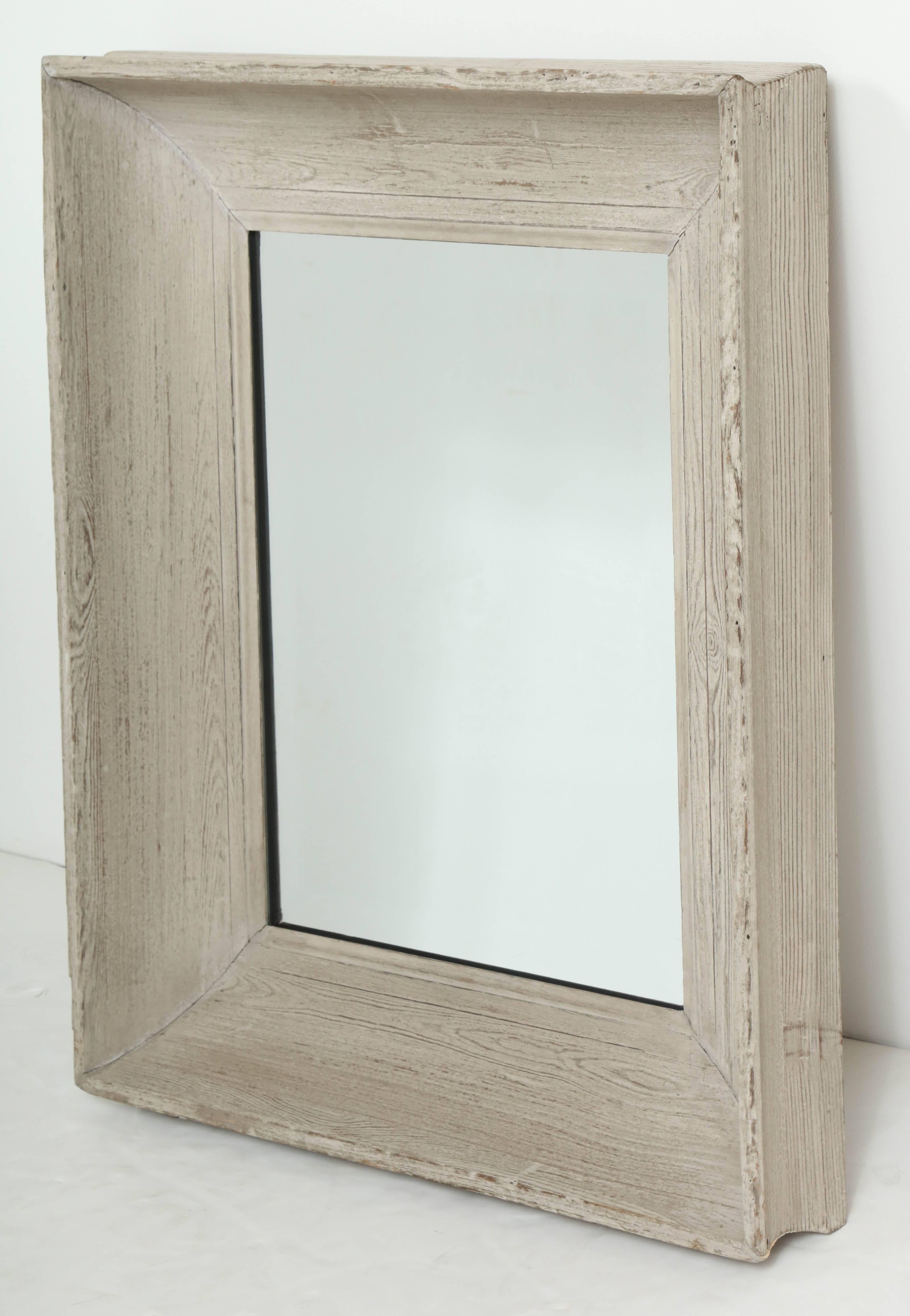 19th Century Raw Oak Framed Mirror