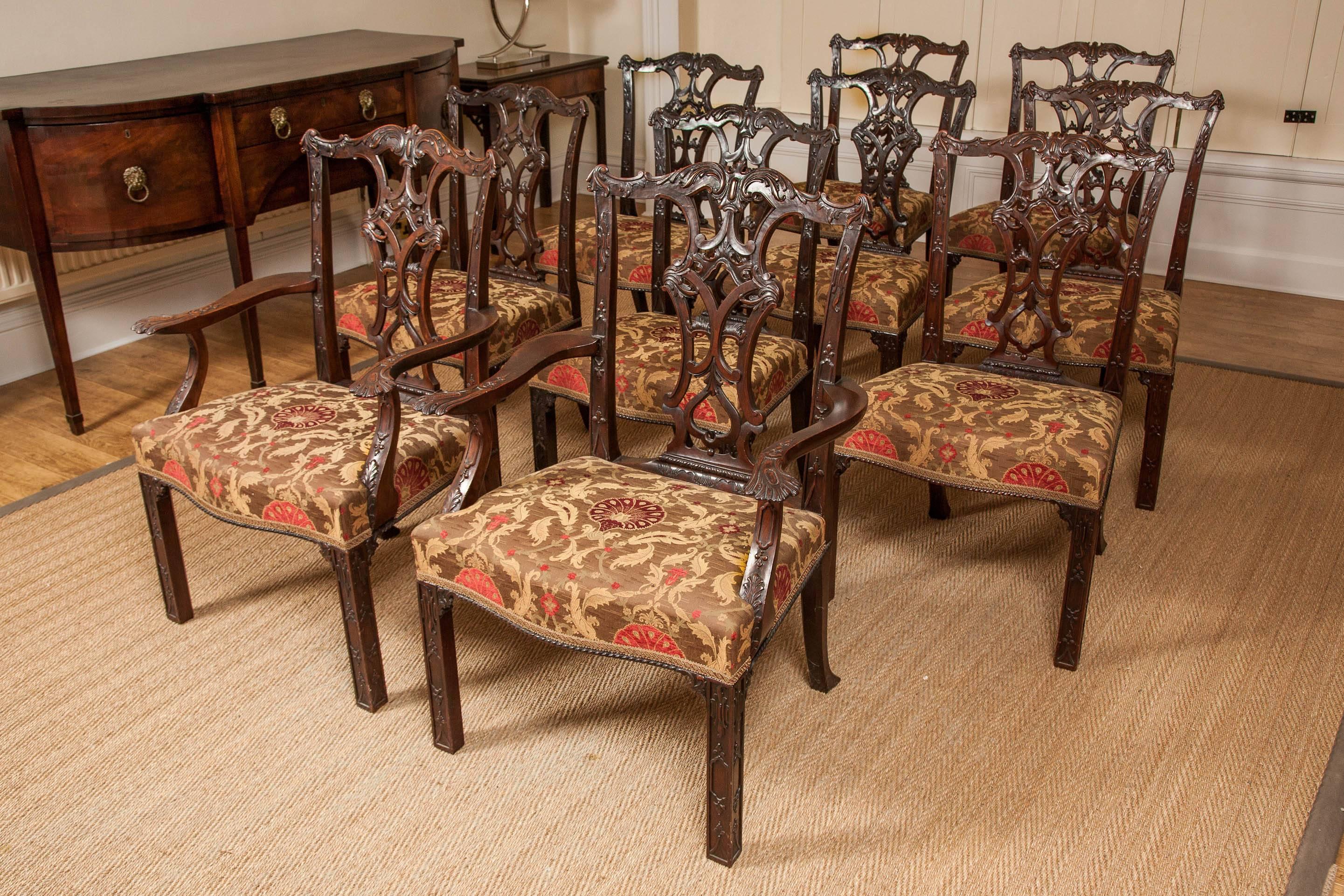 chippendale mahogany dining chairs