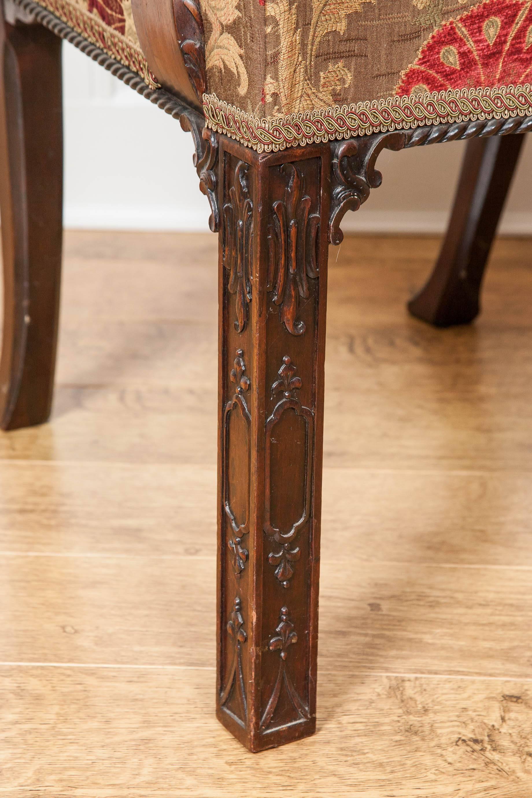 Chippendale style carved Mahogany Dining Chairs, 19th Century, Set of Ten (8+2) For Sale 1