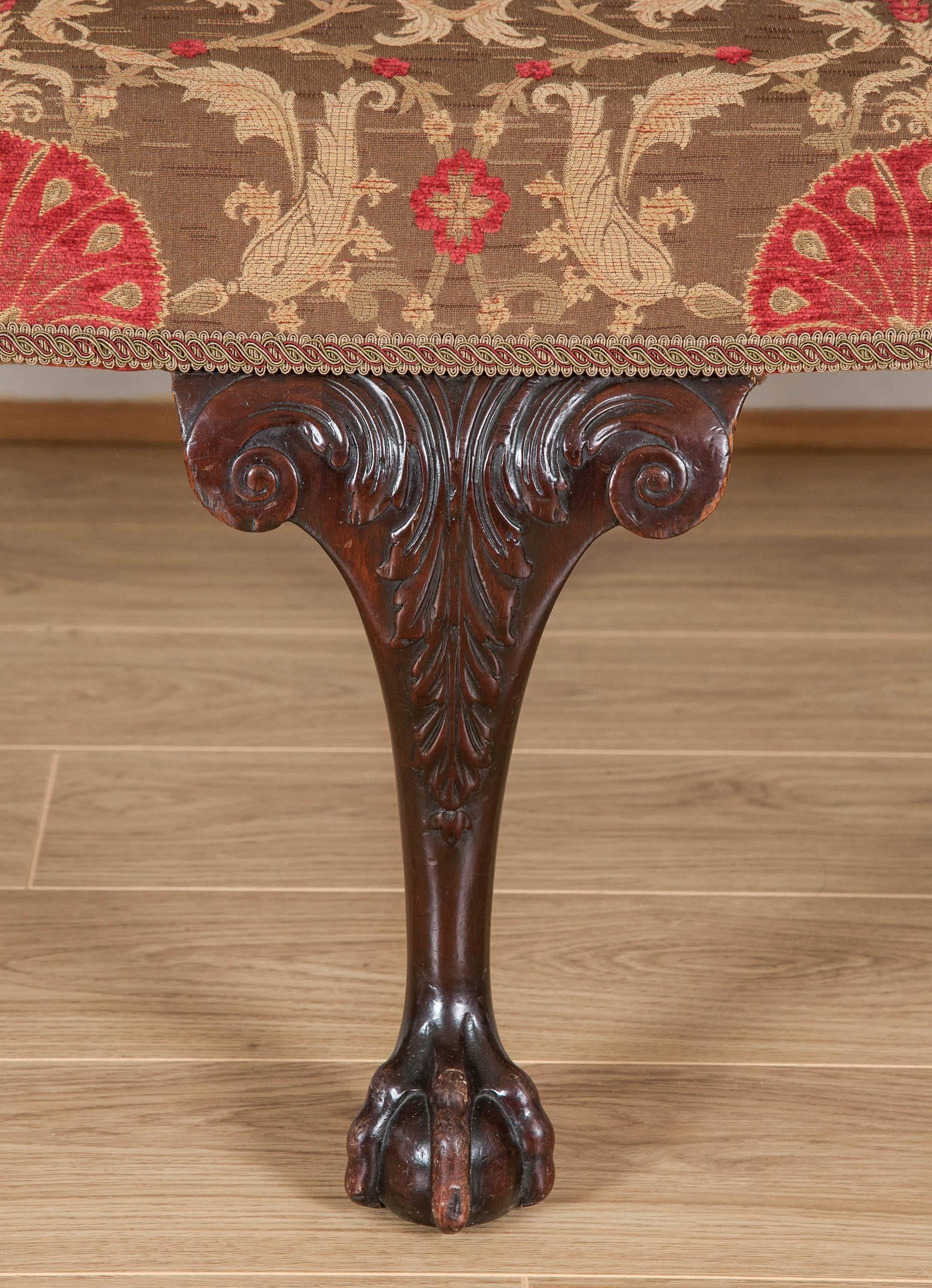 Mid-18th Century 18th Century Settee, Mahogany Carved Cabriole Legs, 1750 For Sale