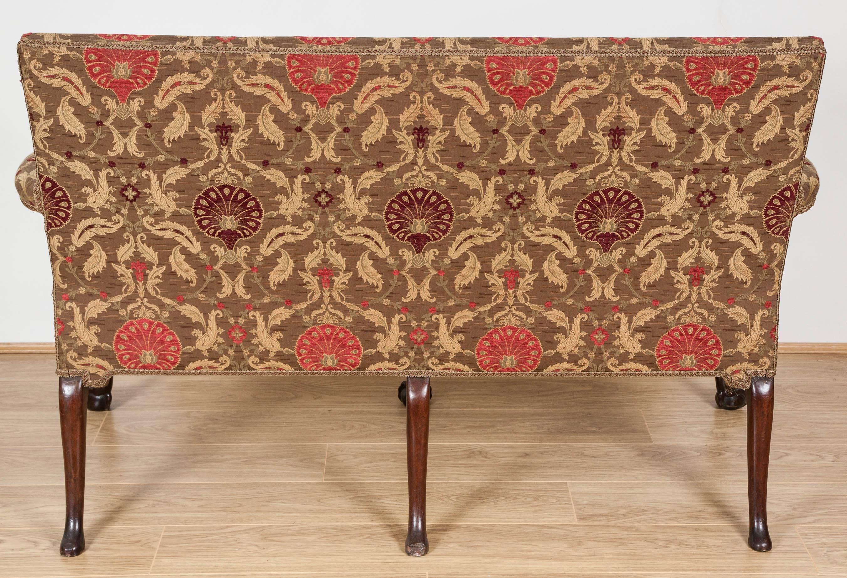 18th Century Settee, Mahogany Carved Cabriole Legs, 1750 For Sale 3