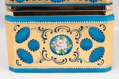 Mid-Century Hand-Painted & Gilded Blue Murano Glass Box
