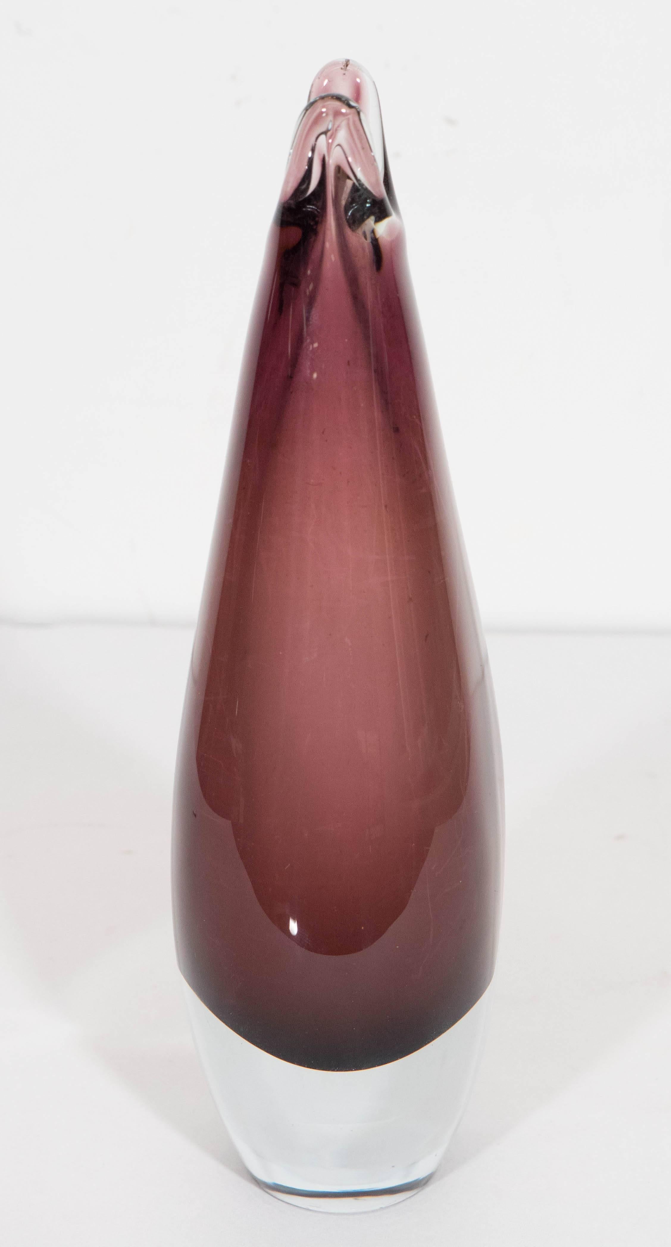 20th Century Murano Glass 'Sommerso' Vase in Amethyst
