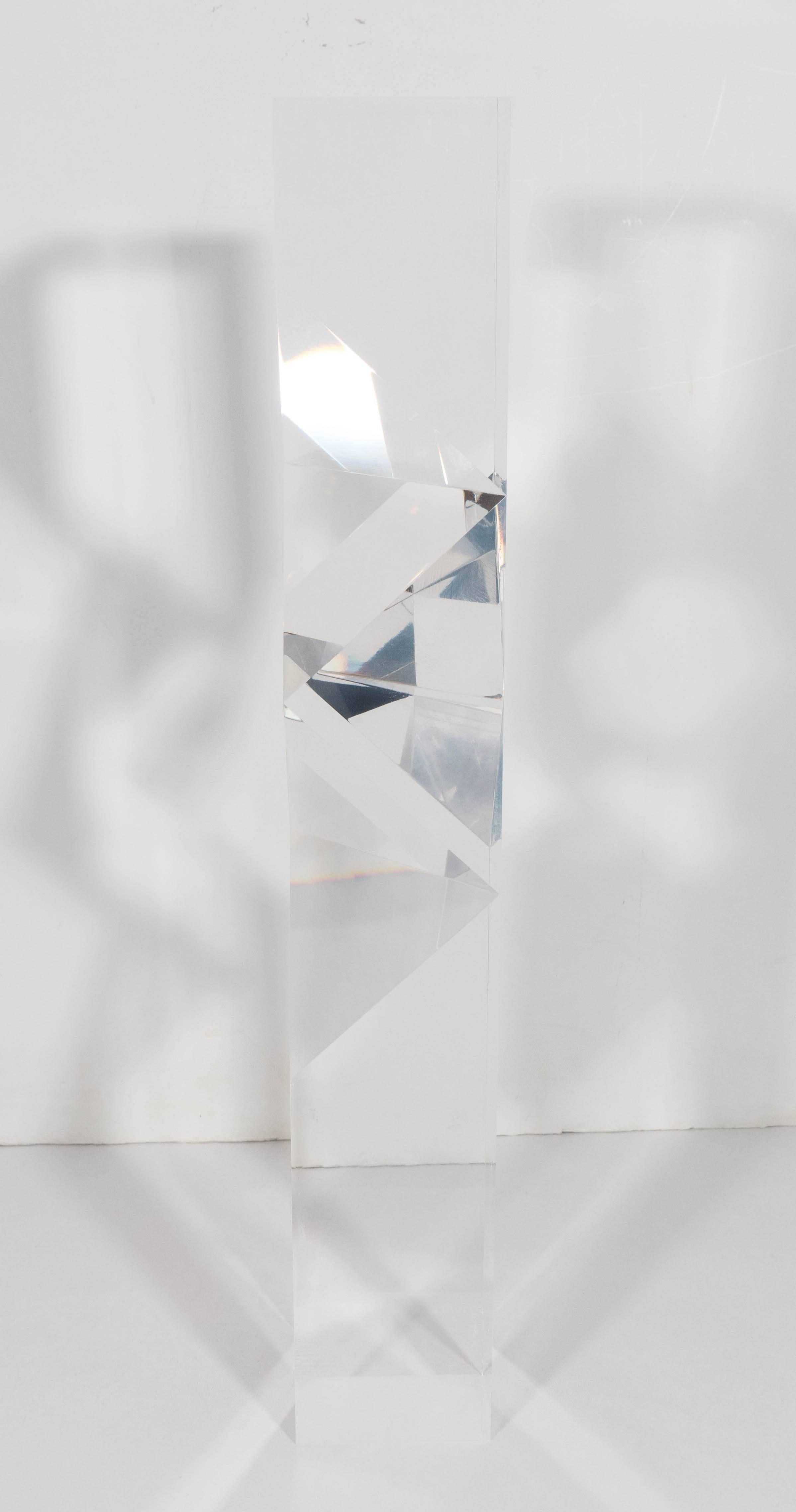 Italian Alessio Tasca Lucite Prism Column Sculpture