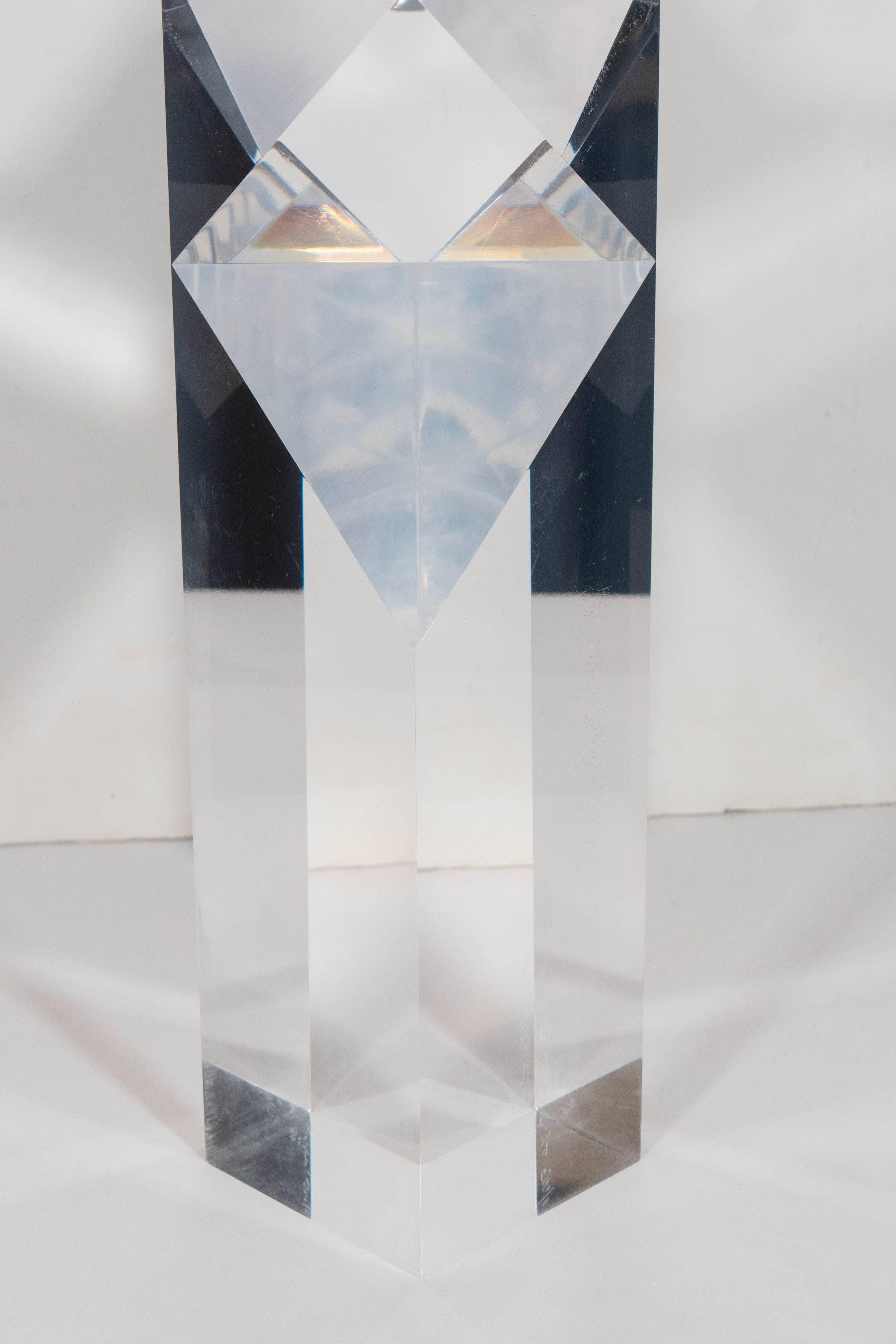 Alessio Tasca Lucite Prism Column Sculpture In Good Condition In Astoria, NY