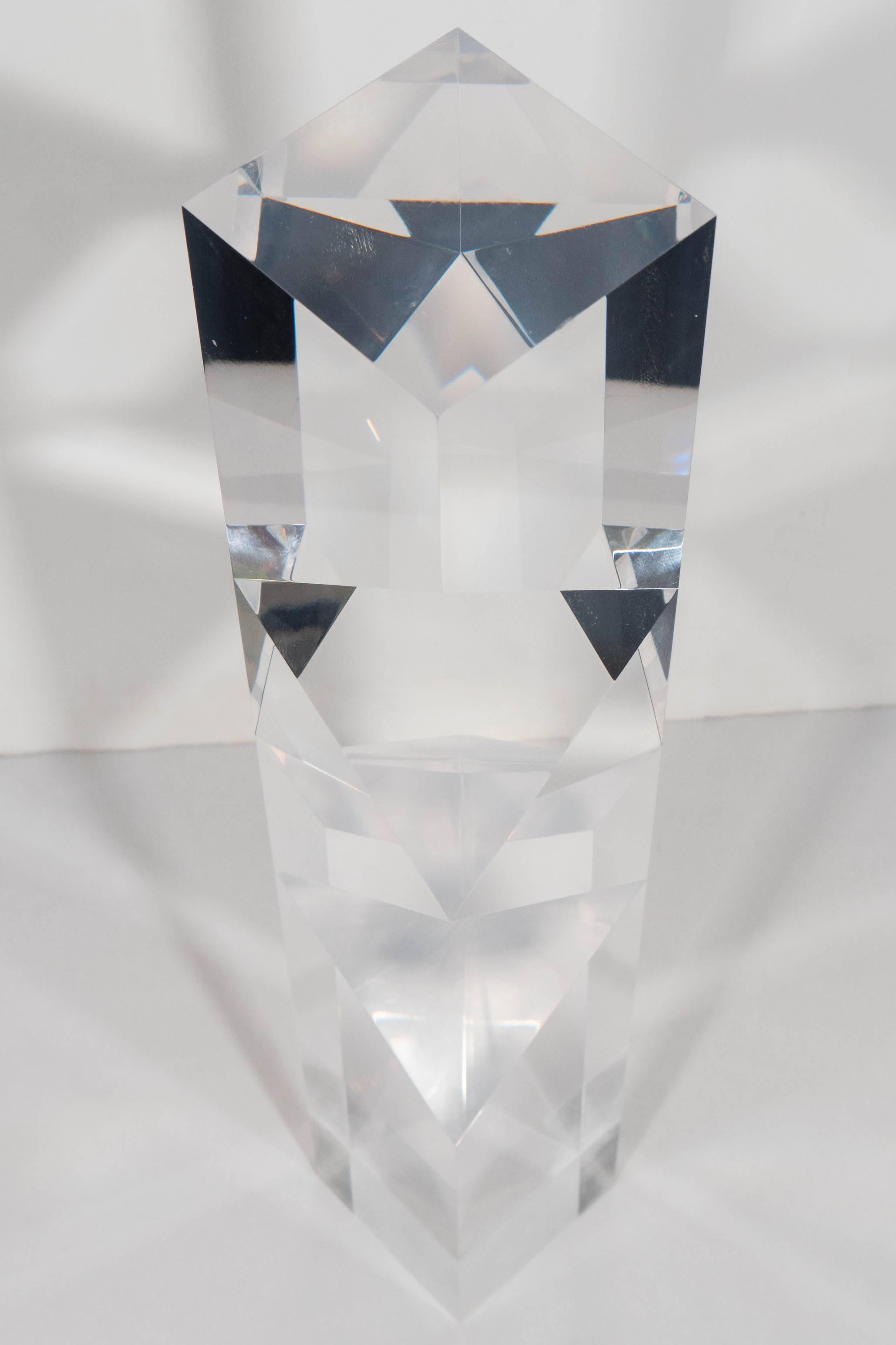 Late 20th Century Alessio Tasca Lucite Prism Column Sculpture