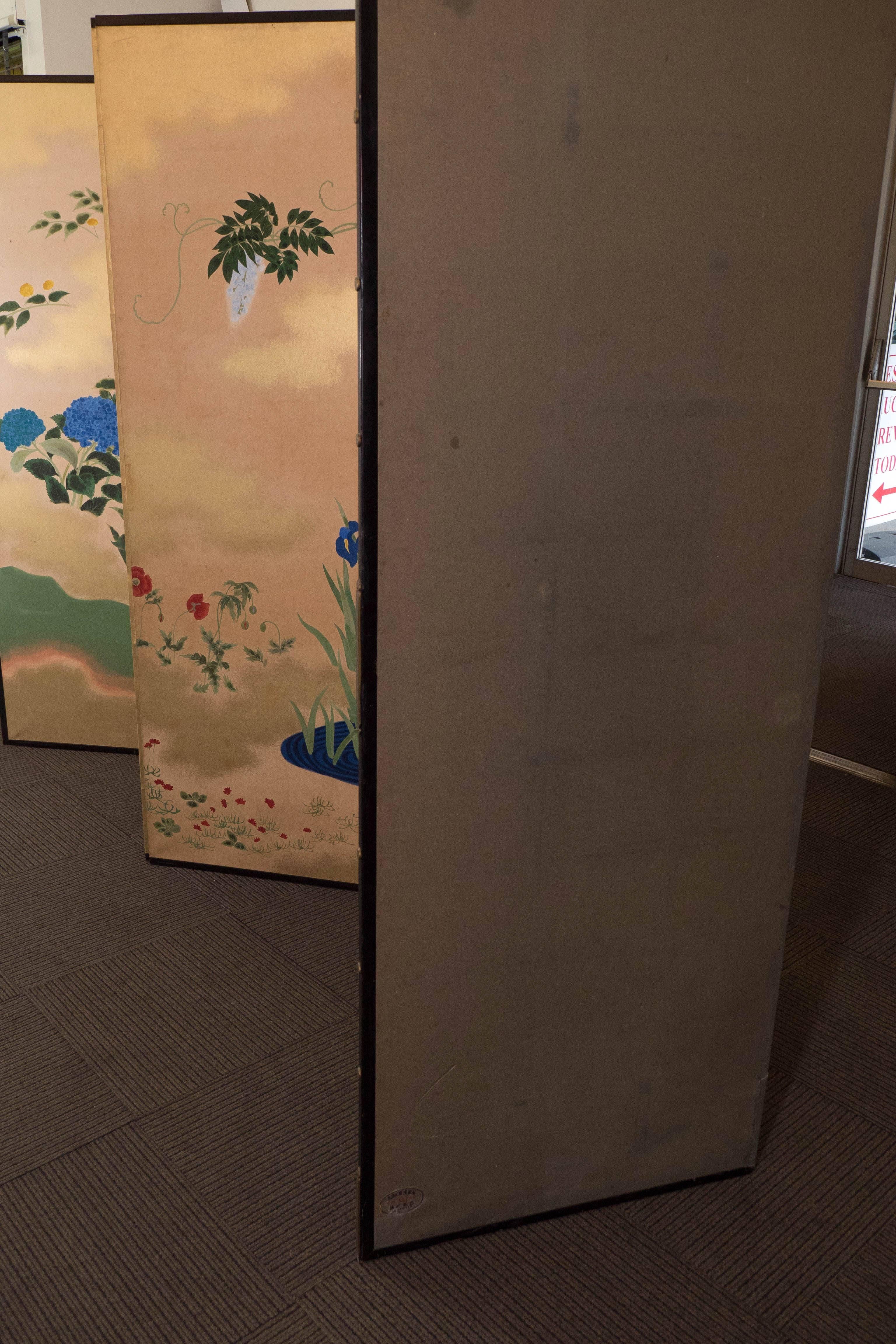 Japanese Six-Panel Screen, Late Meiji-Early Showa Period For Sale 1