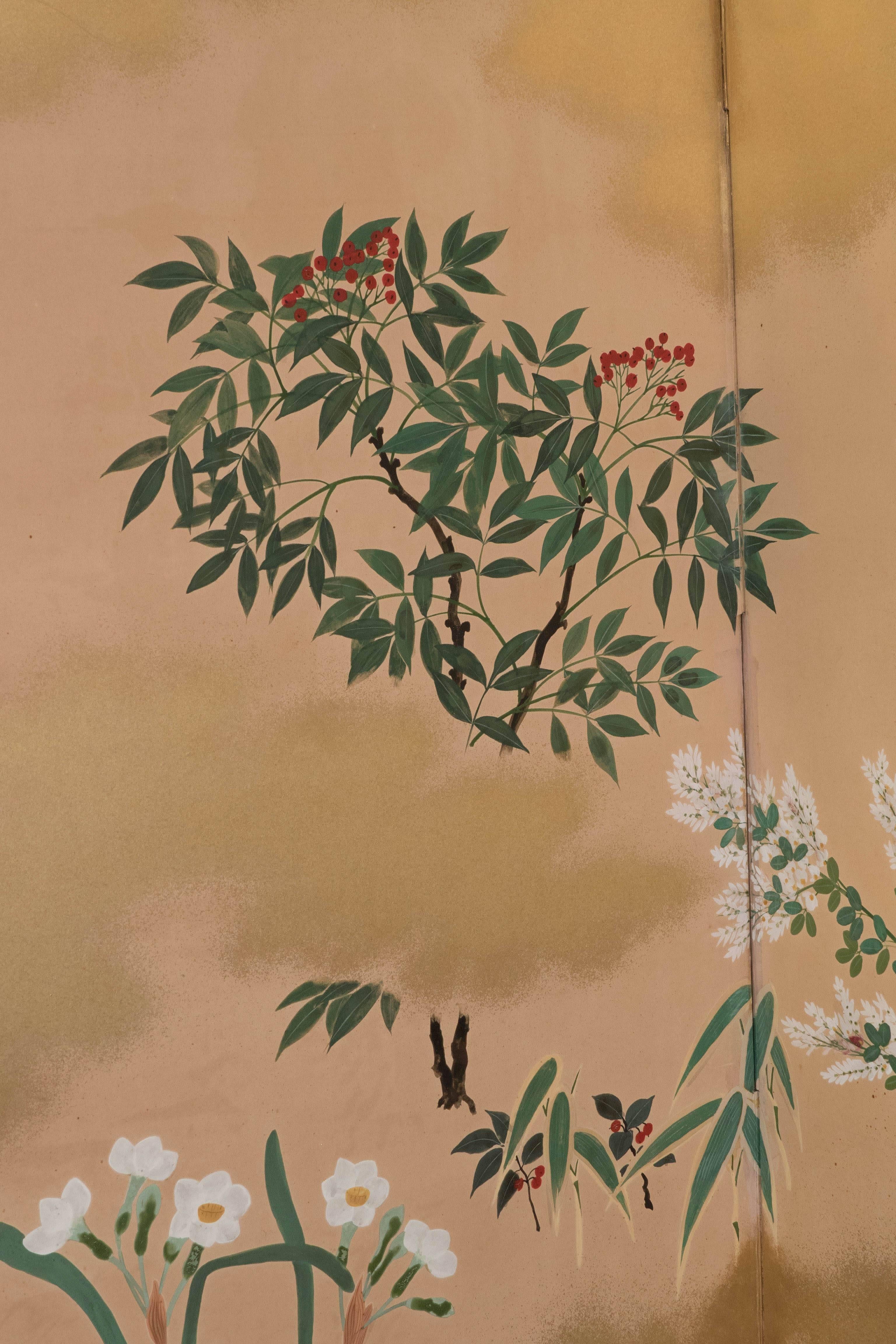 20th Century Japanese Late Meiji-Early Showa Period Six-Panel Screen For Sale