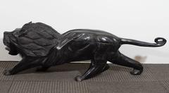 Asian Late 19th-Early 20th Century Carved Ebony Lion, Unsigned