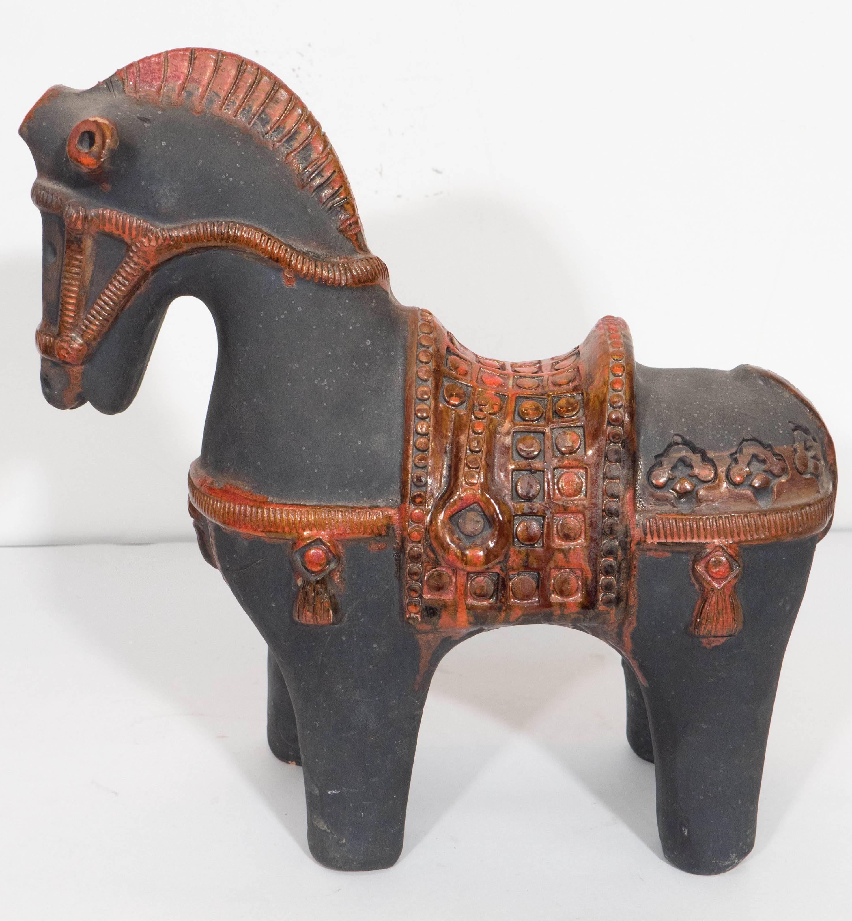 Glazed Matte Black Horse Statue for Raymor