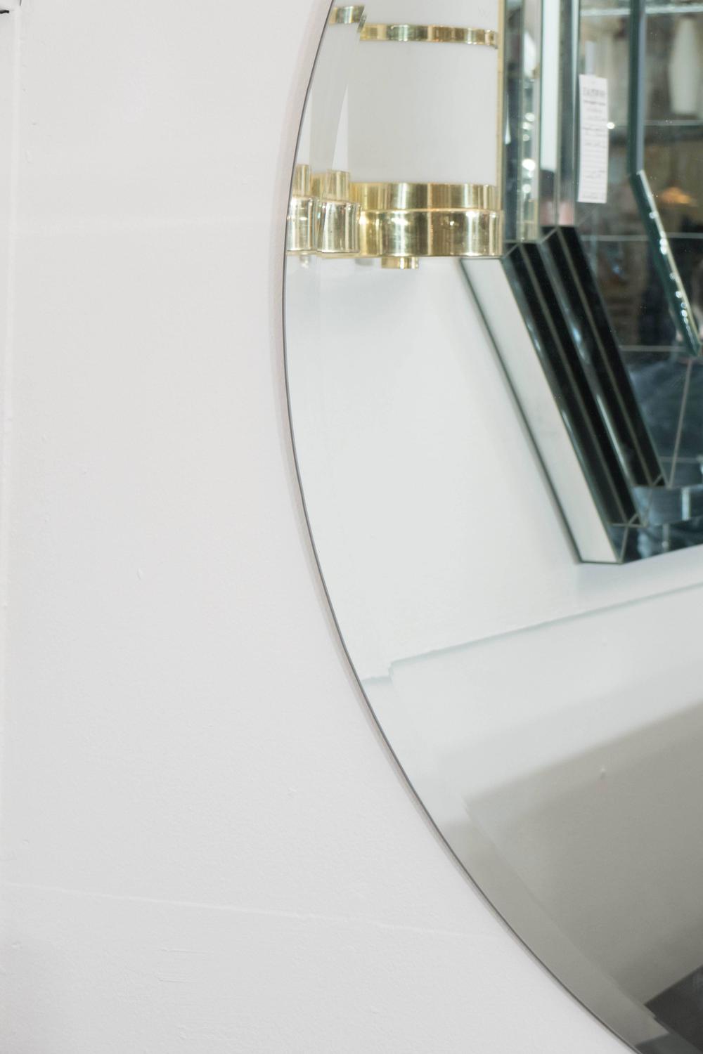 Round Beveled Wall Mirror at 1stdibs
