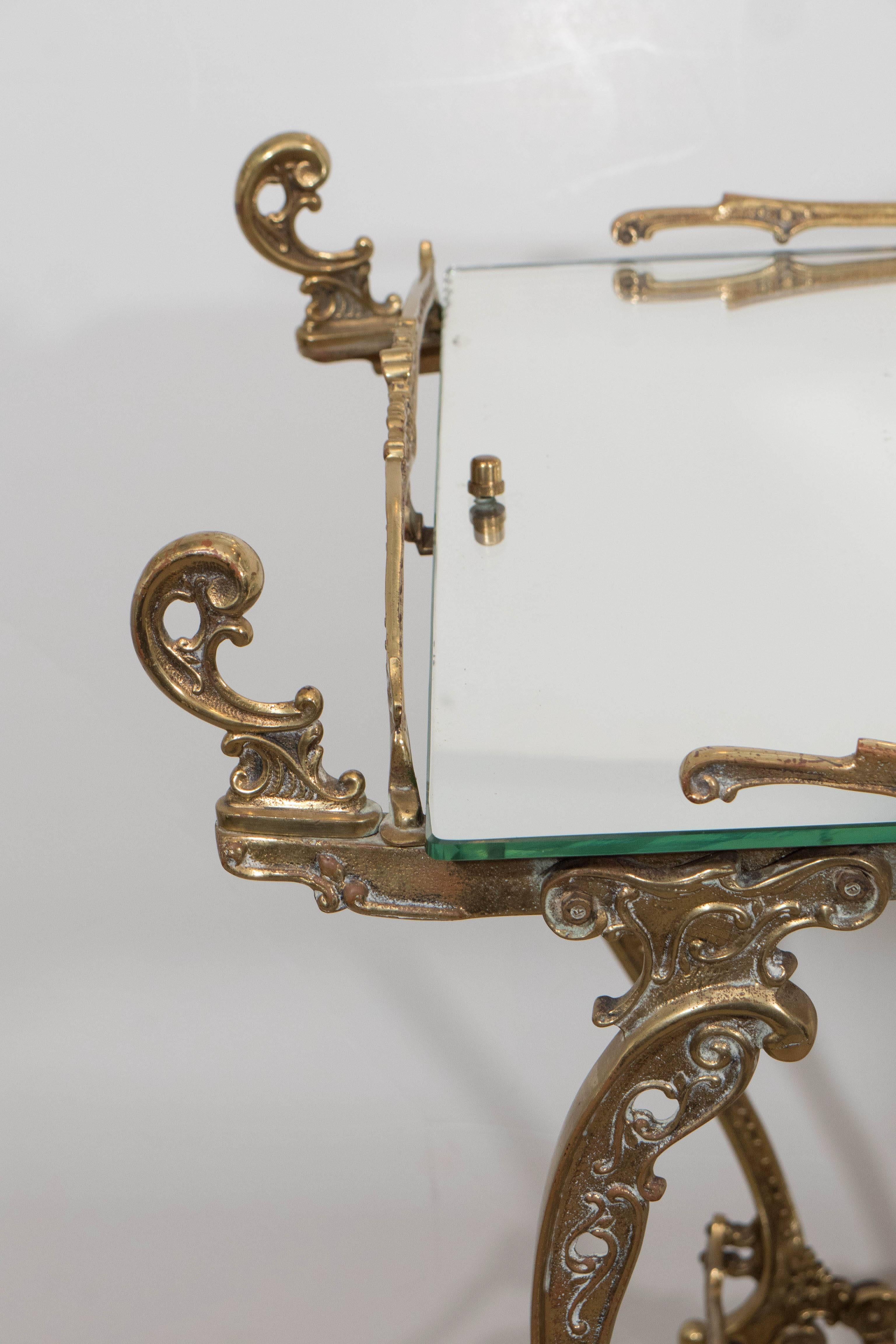 Louis XV Rococo Style Two-Tier Tea Cart in Brass
