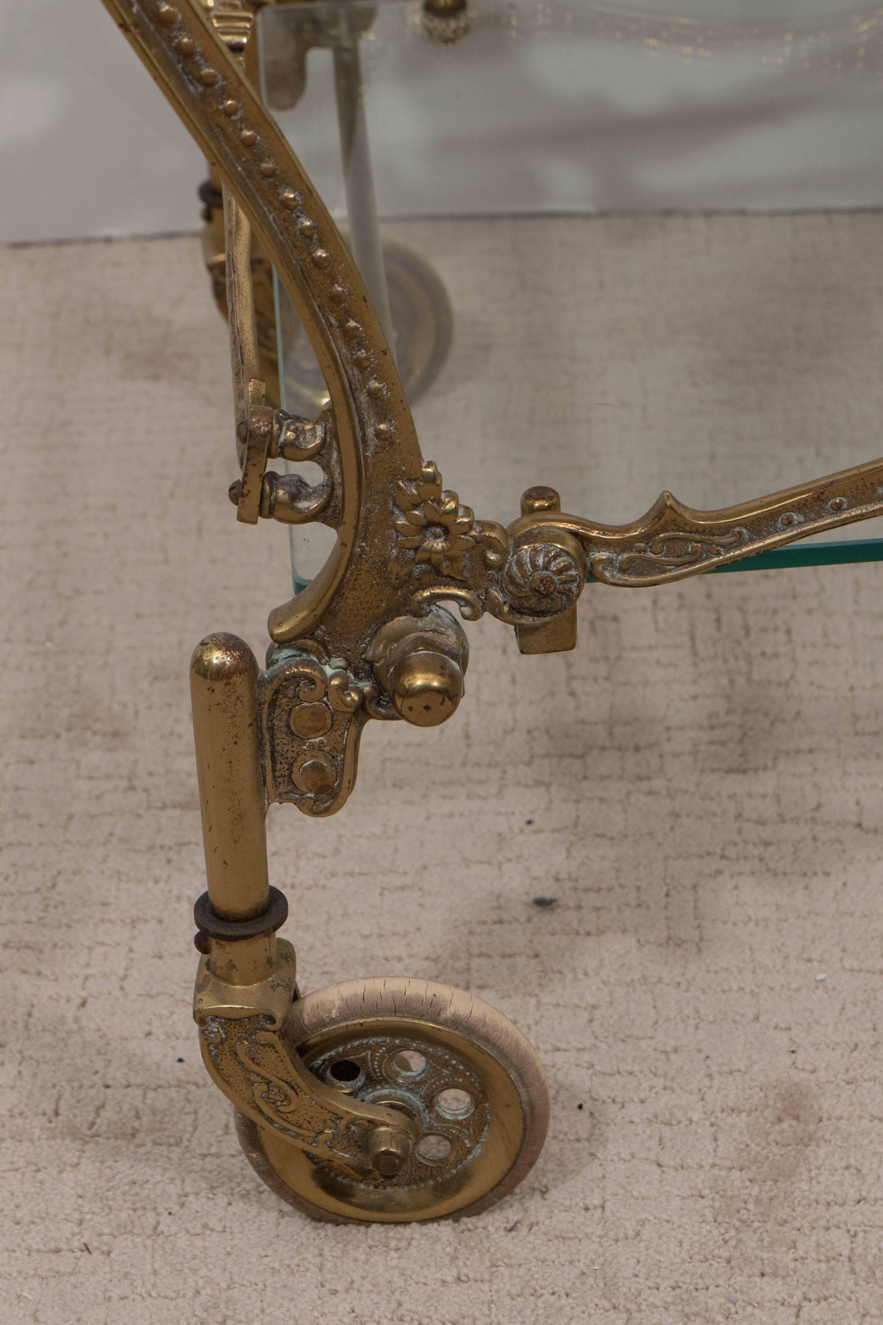 Rococo Style Two-Tier Tea Cart in Brass 1