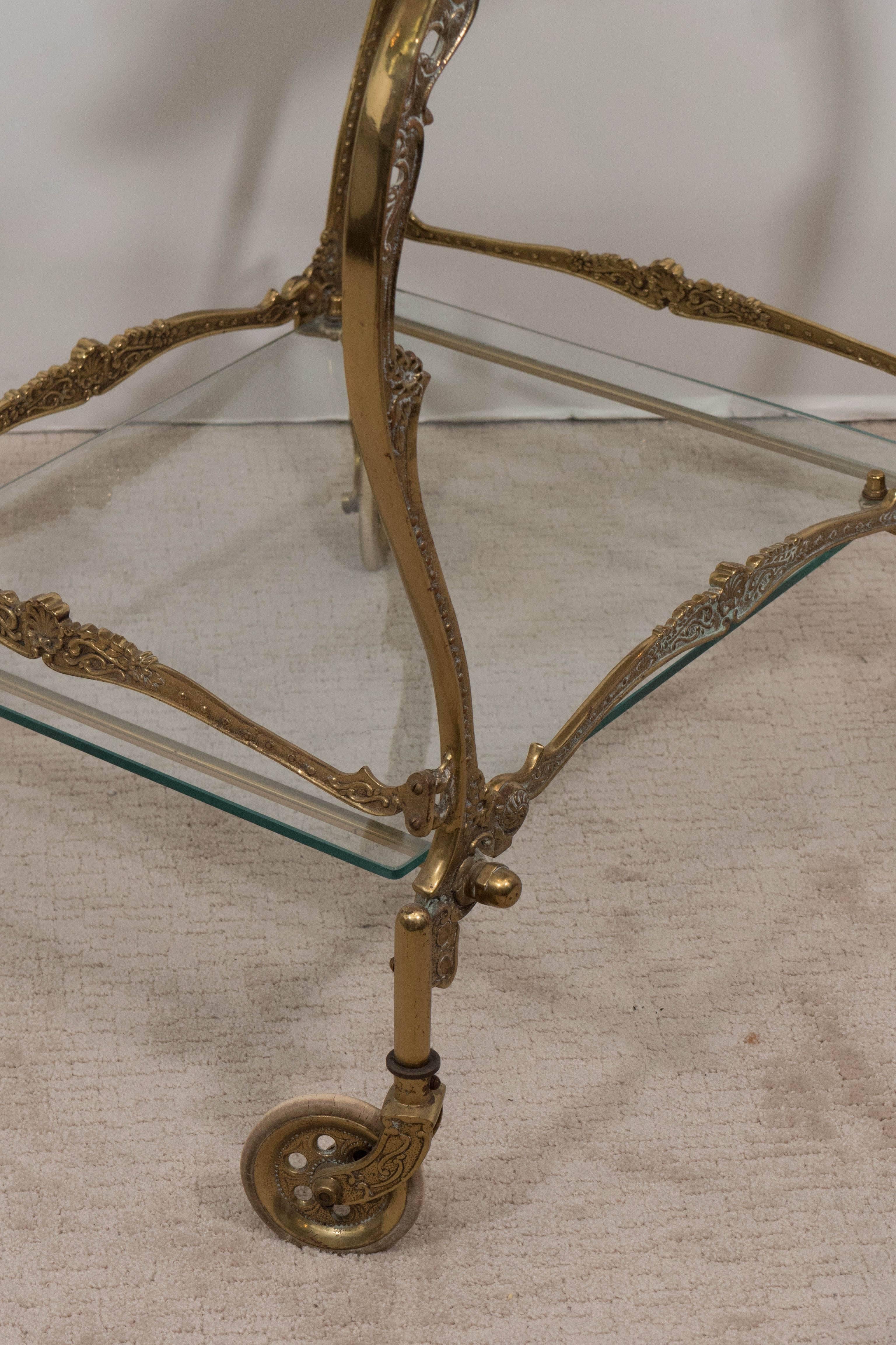 Rococo Style Two-Tier Tea Cart in Brass 2