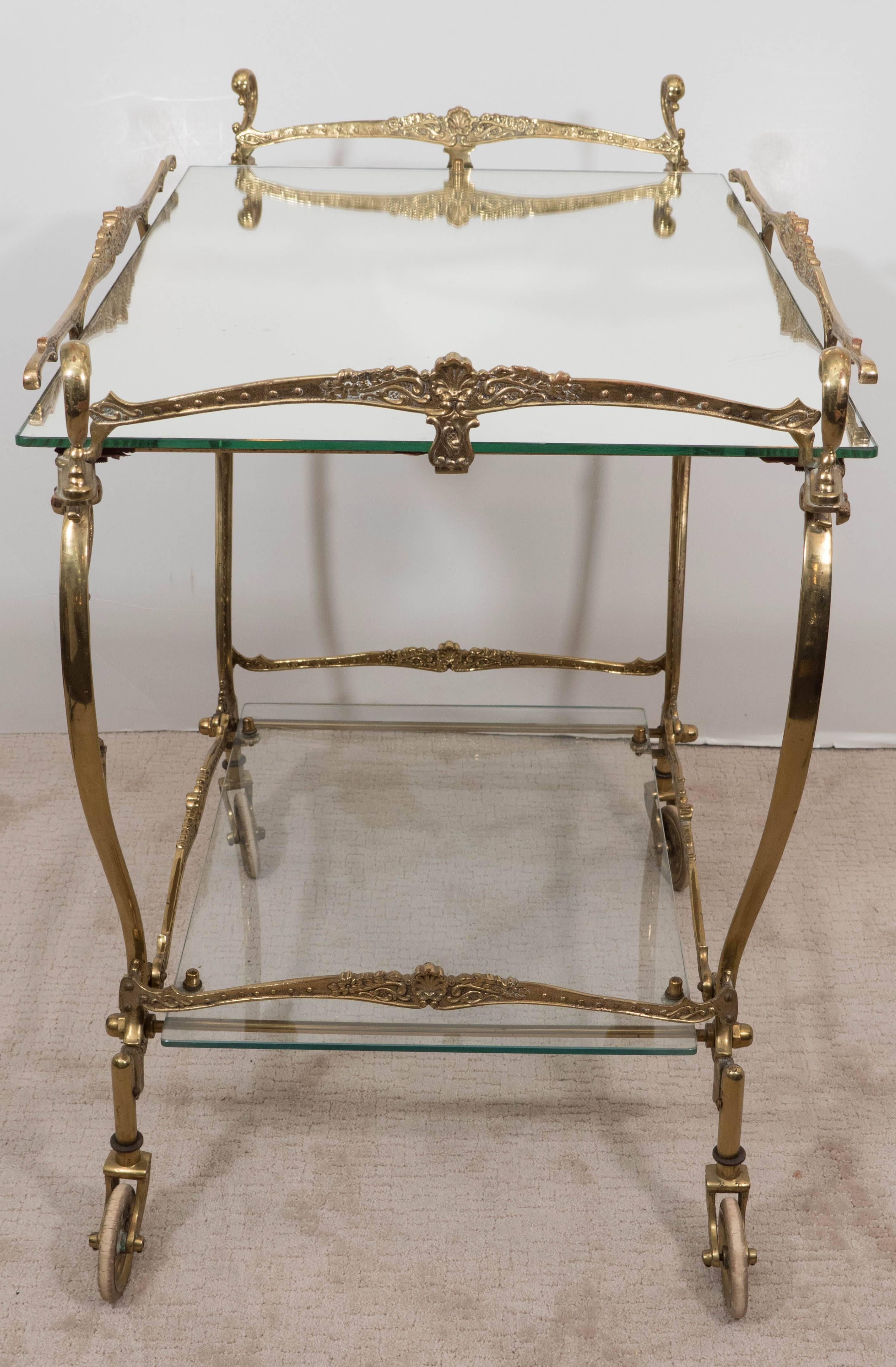 Rococo Style Two-Tier Tea Cart in Brass 3