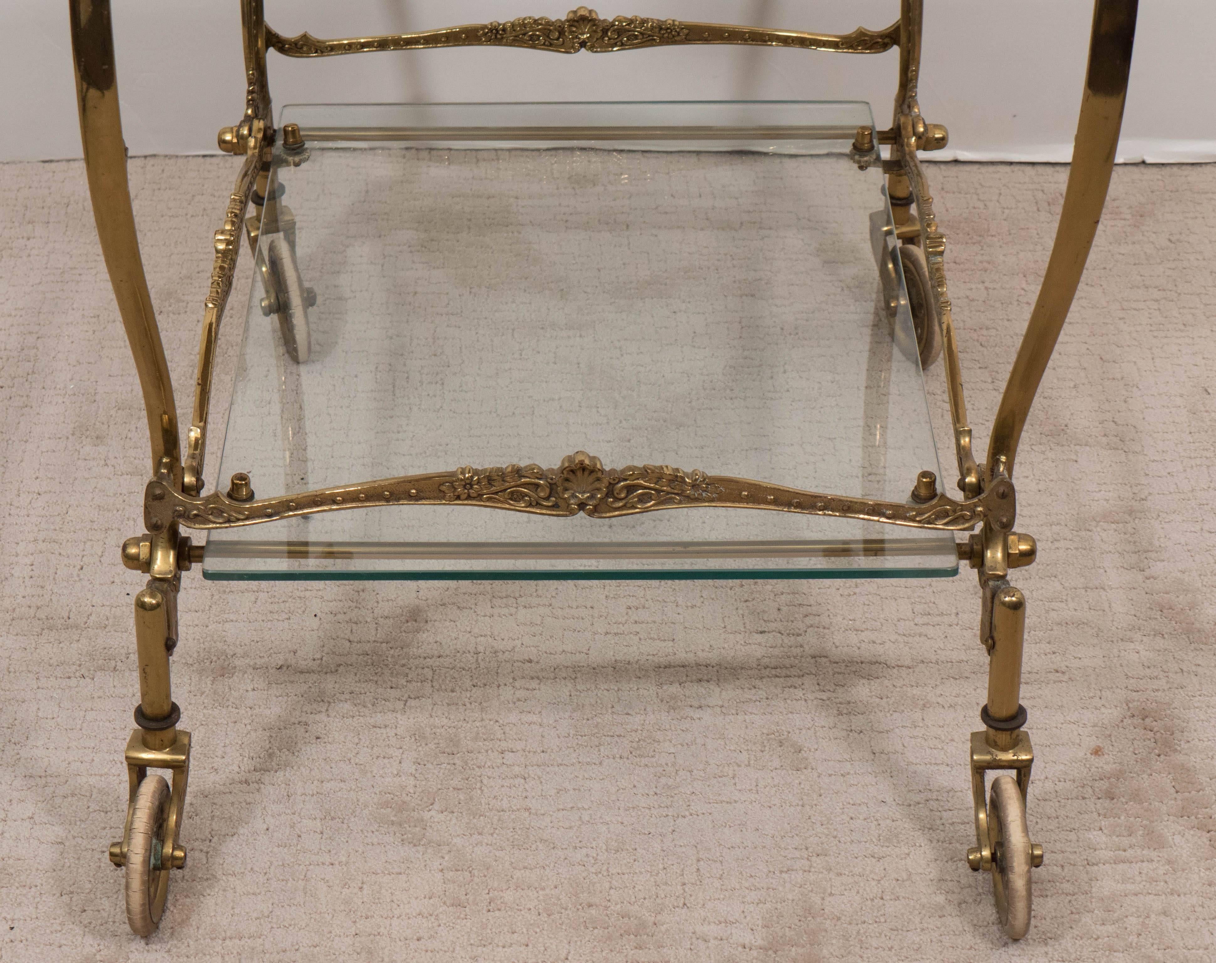 Rococo Style Two-Tier Tea Cart in Brass 5