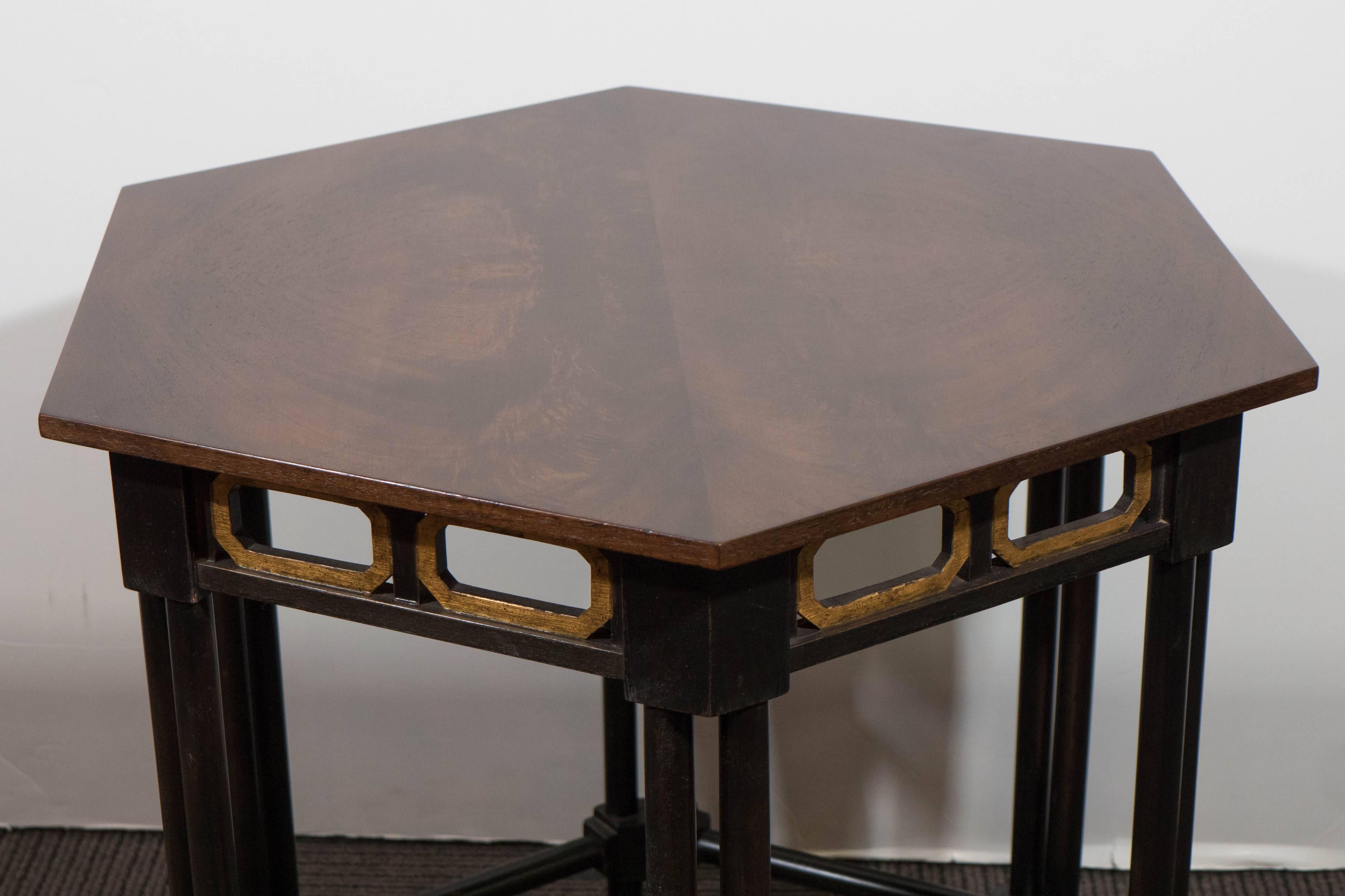 American Pair of Moorish Style Hexagonal Side Tables by Baker Furniture