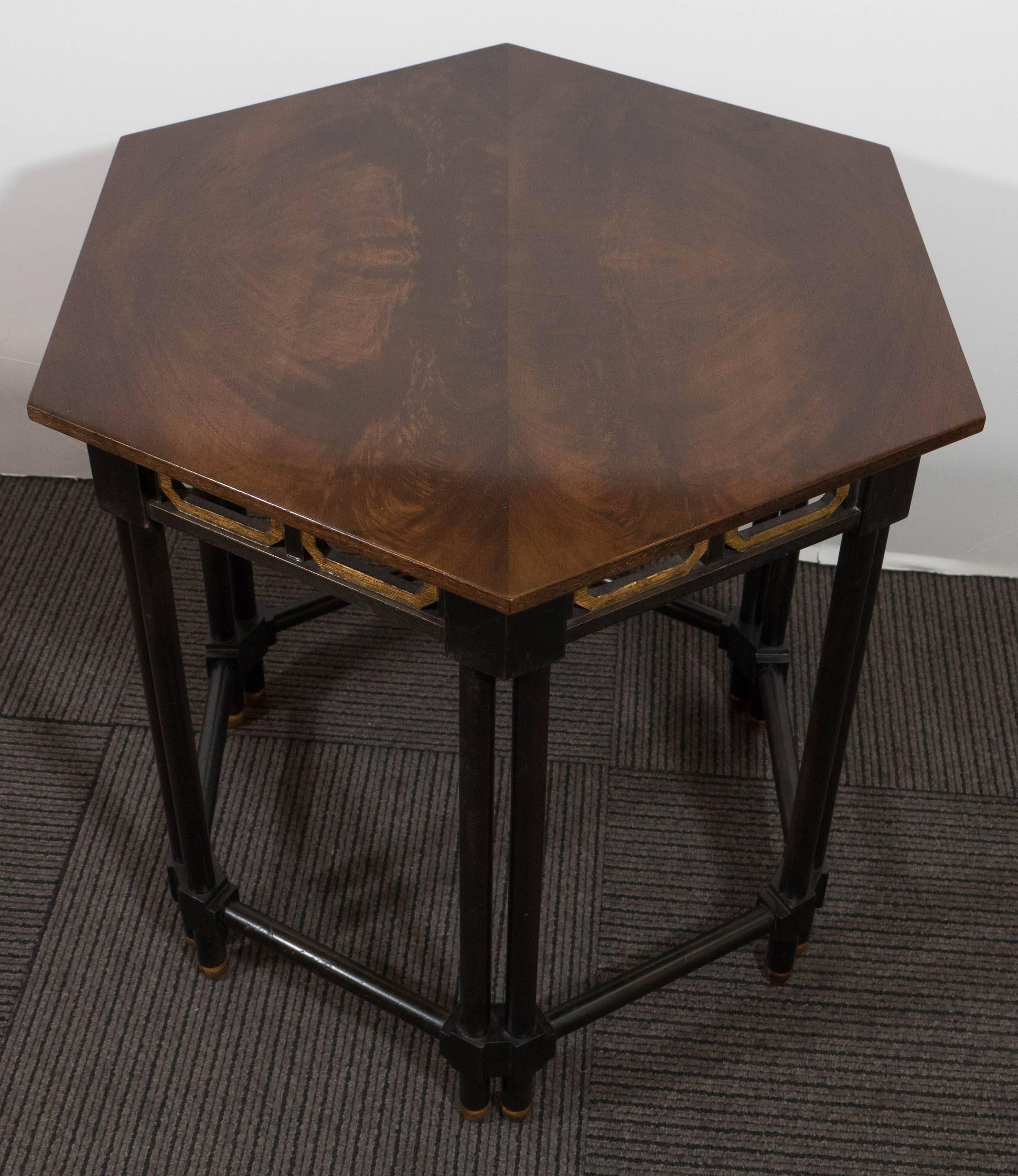 Gilt Pair of Moorish Style Hexagonal Side Tables by Baker Furniture
